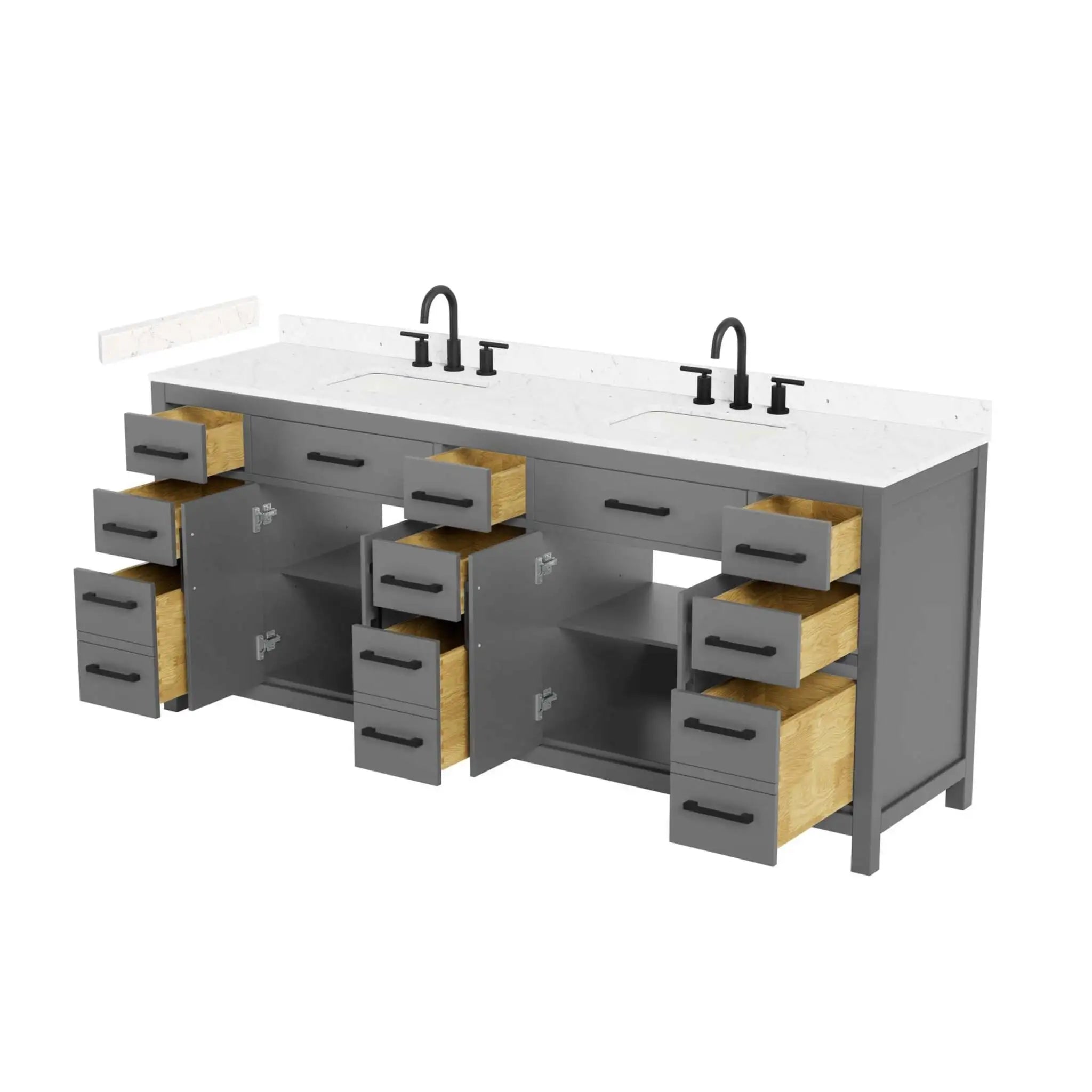 84" Beckett Double Bathroom Vanity in Dark Gray with Matte Black Trim by Wyndham