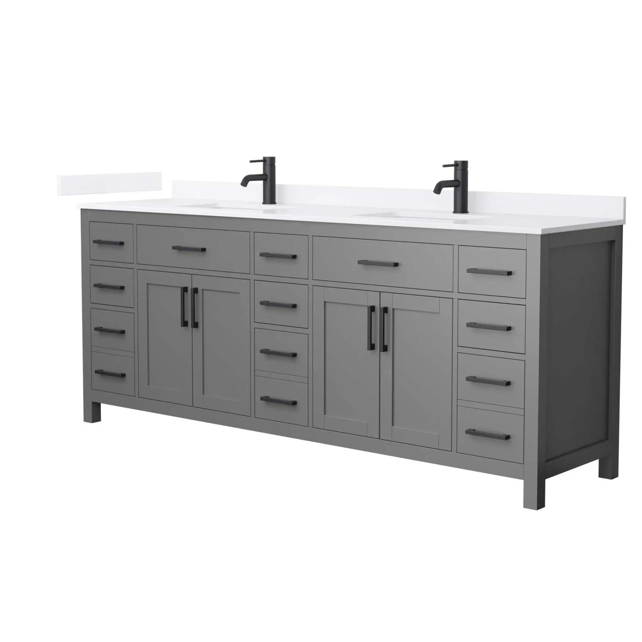 84" Beckett Double Bathroom Vanity in Dark Gray with Matte Black Trim by Wyndham