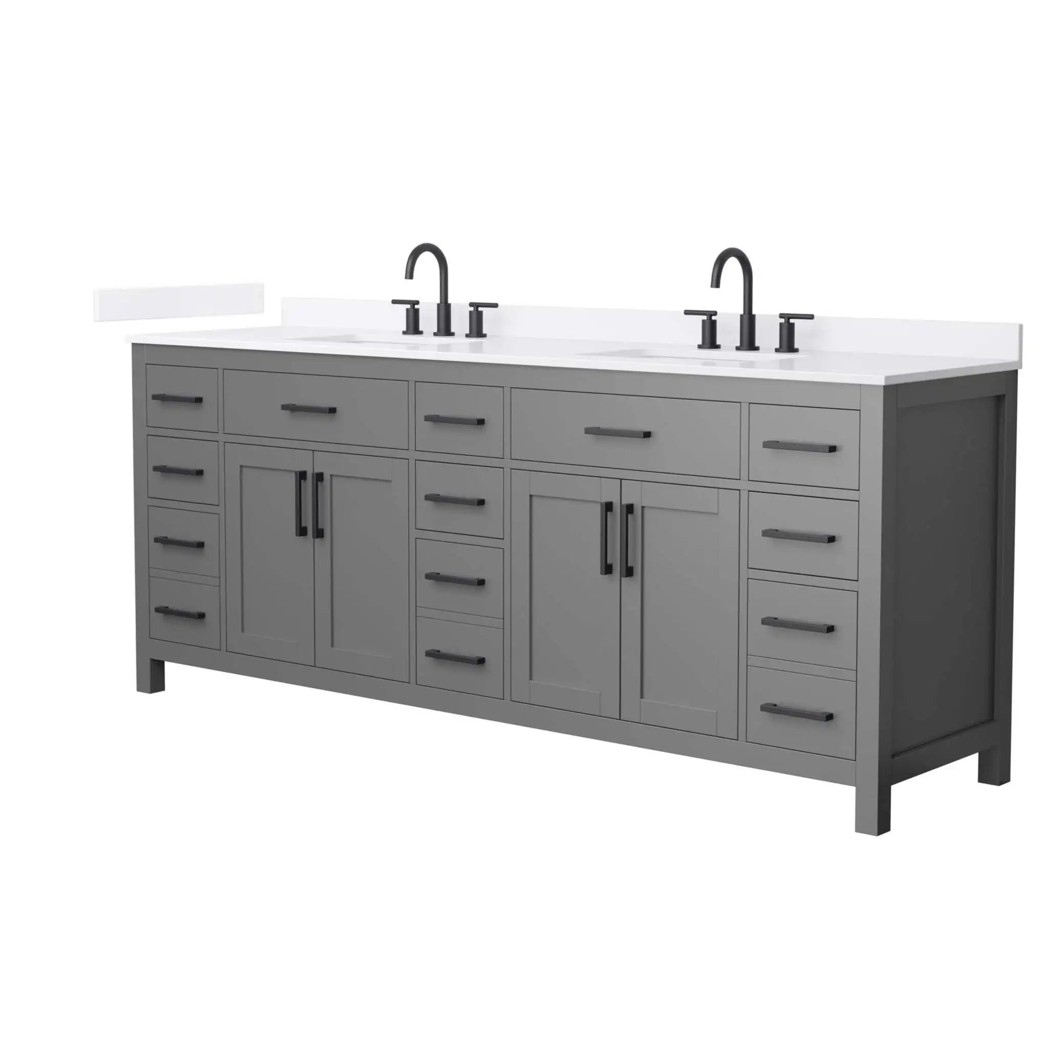 84" Beckett Double Bathroom Vanity in Dark Gray with Matte Black Trim by Wyndham