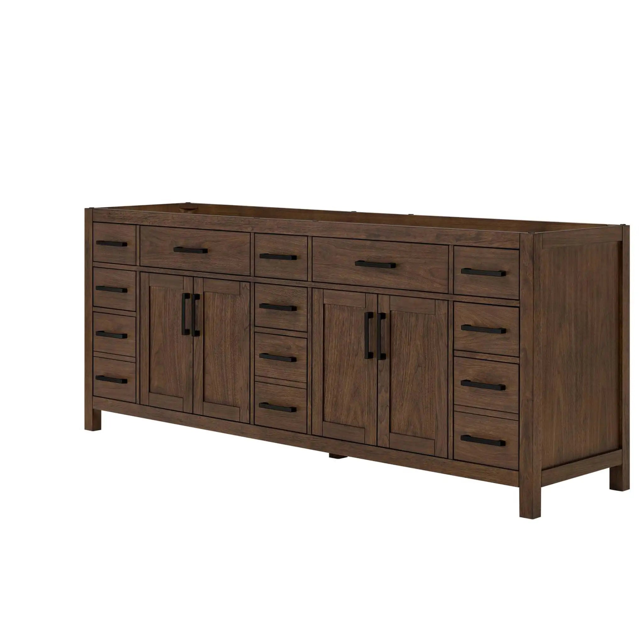 84" Beckett Double Bathroom Vanity in Dark Walnut with Matte Black Trim by Wyndham
