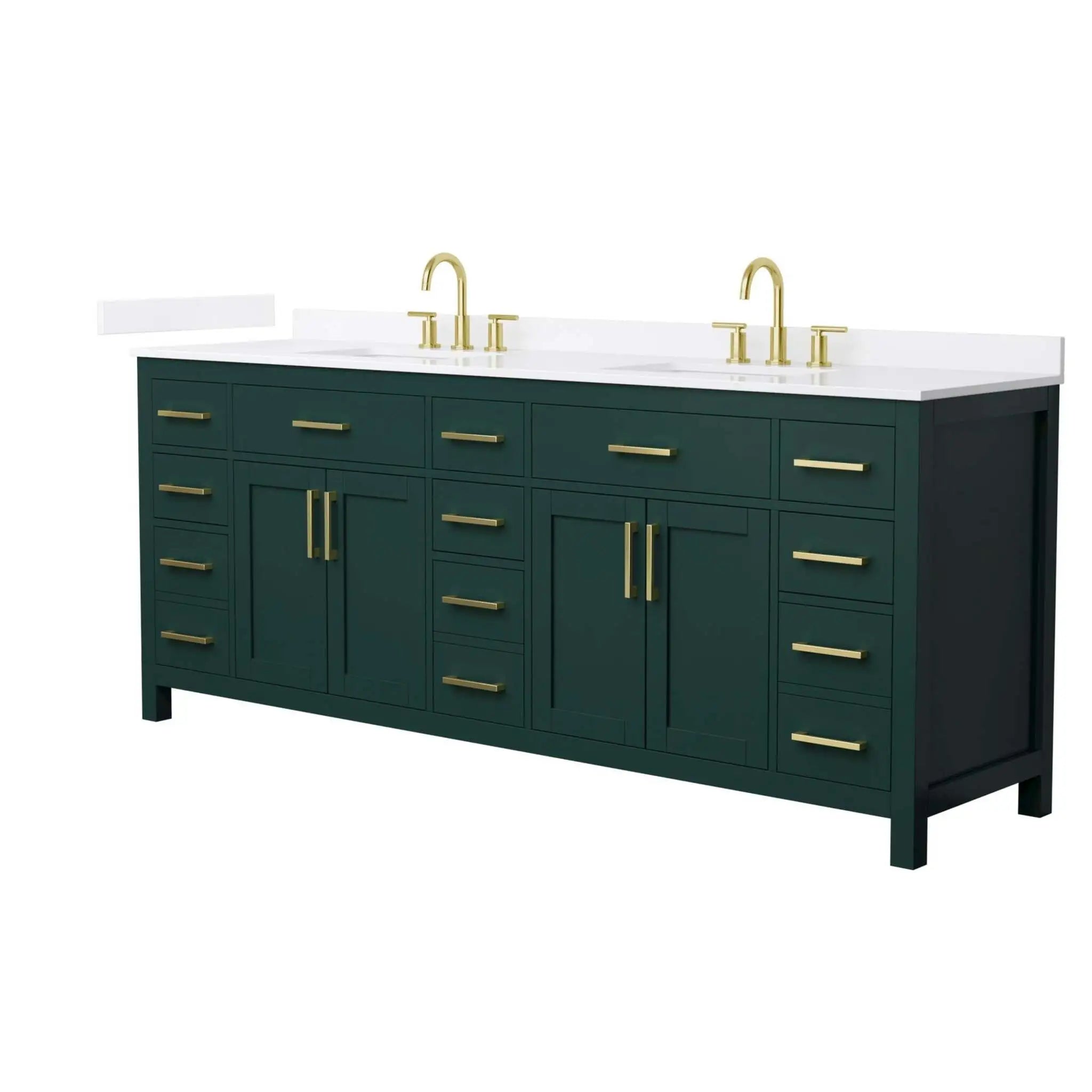84" Beckett Double Bathroom Vanity in Green with Brushed Gold Trim by Wyndham