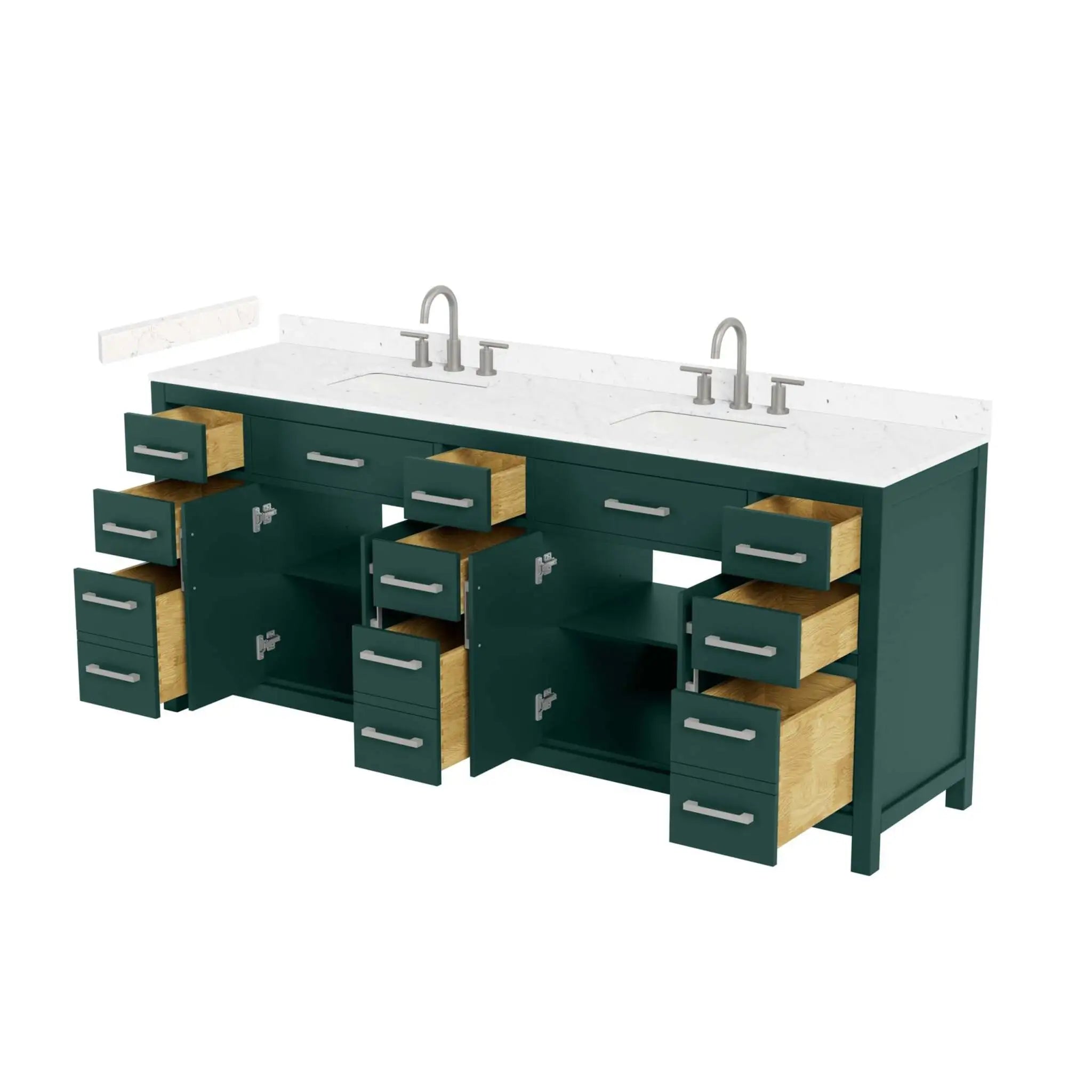 84" Beckett Double Bathroom Vanity in Green with Brushed Nickel Trim by Wyndham