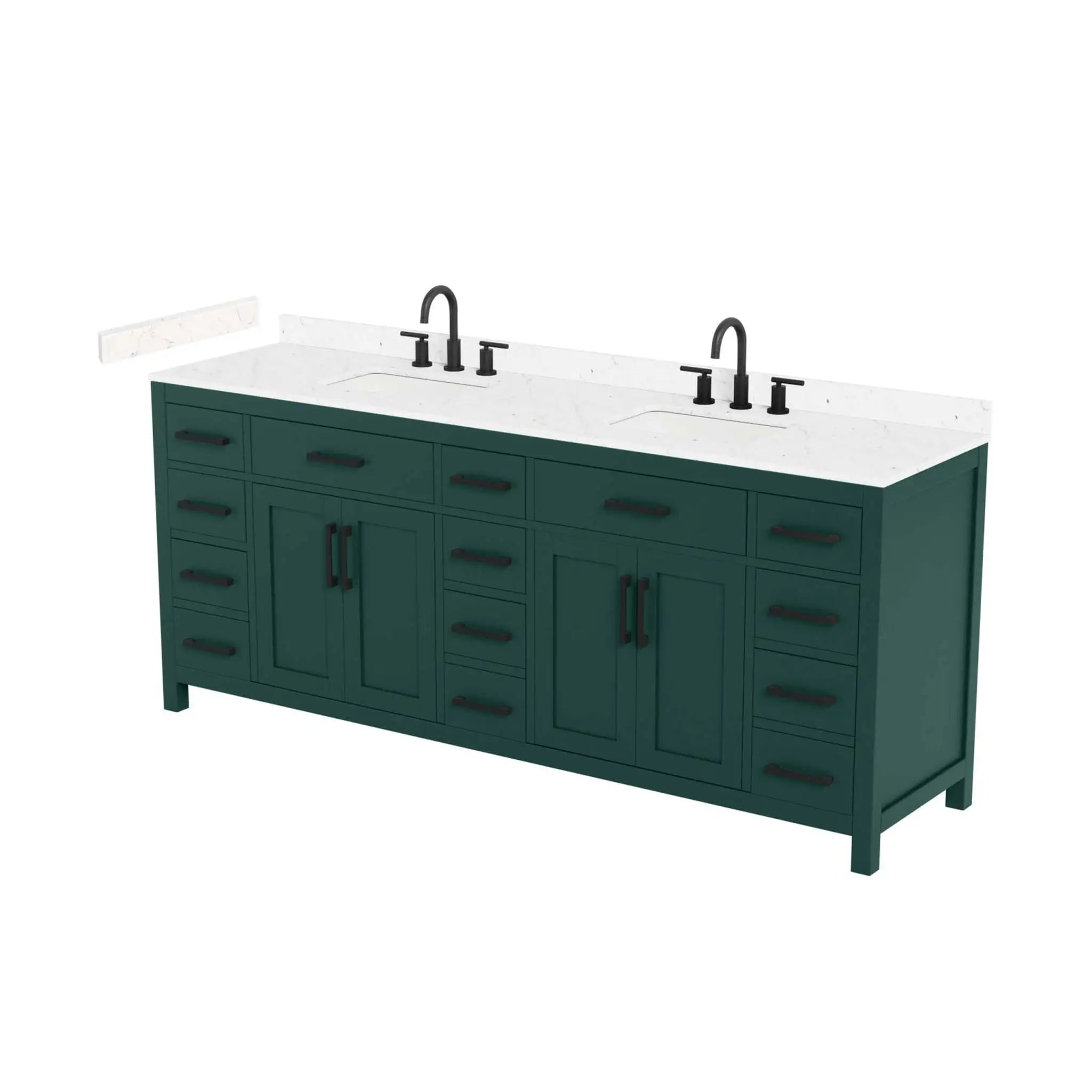 84" Beckett Double Bathroom Vanity in Green with Matte Black Trim by Wyndham