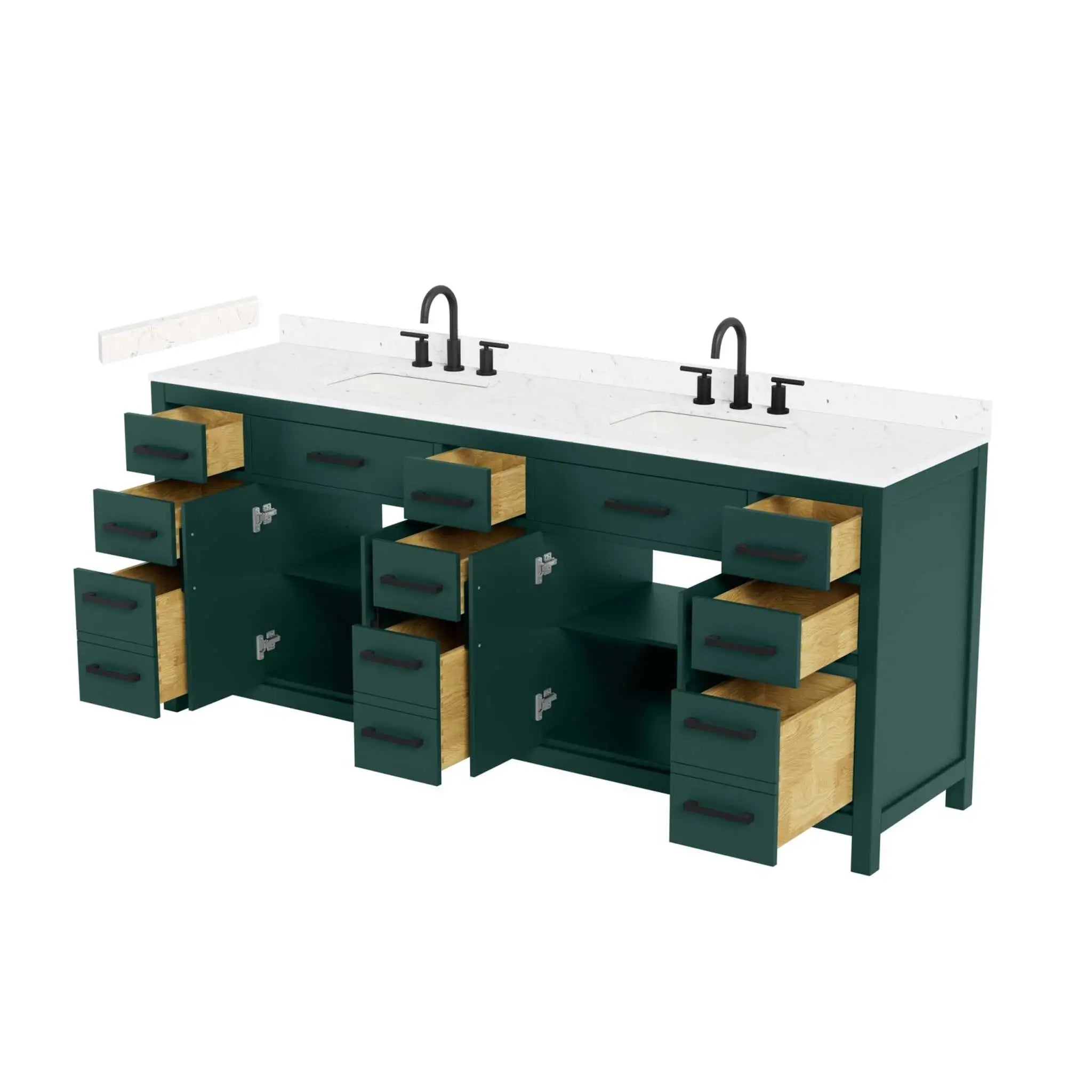 84" Beckett Double Bathroom Vanity in Green with Matte Black Trim by Wyndham