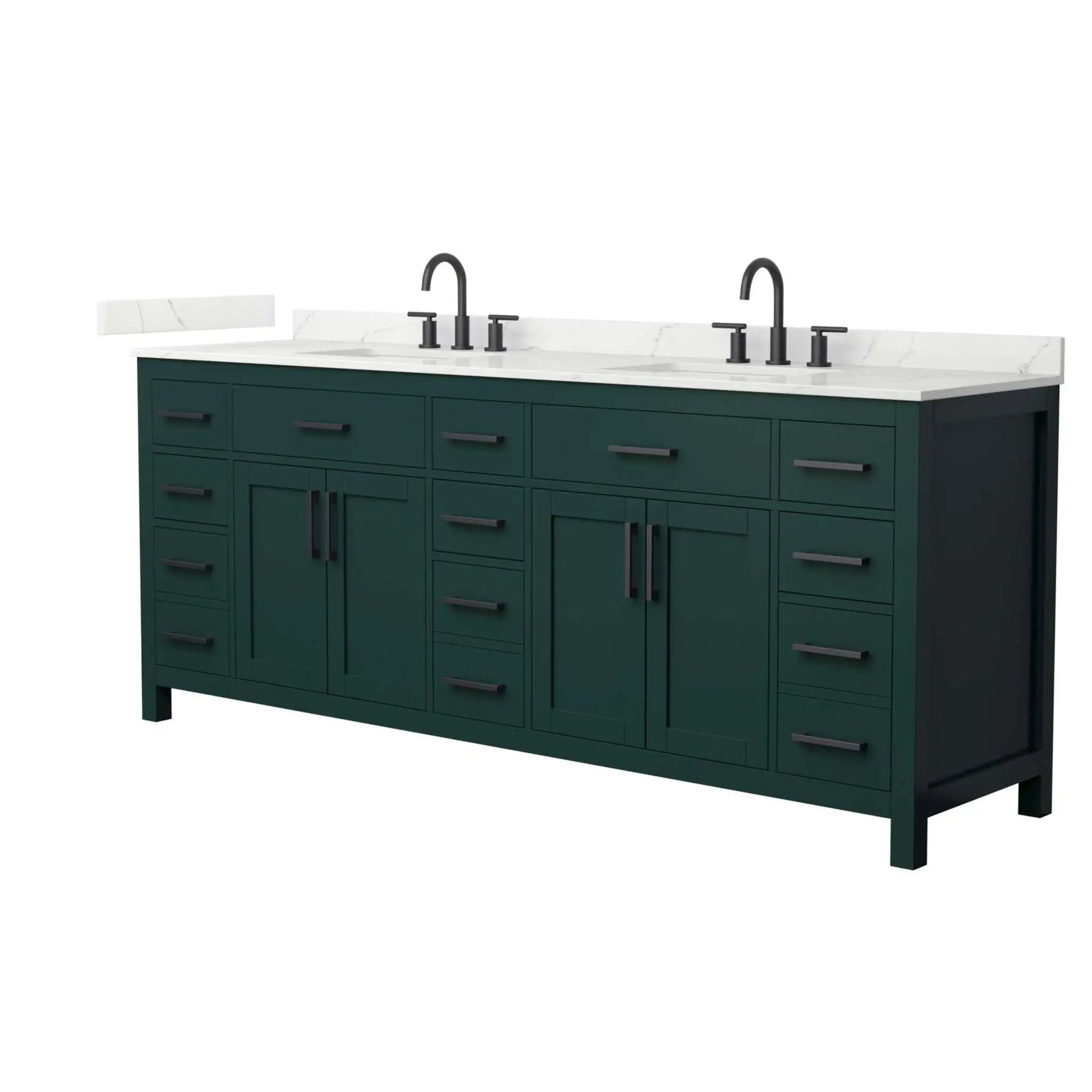 84" Beckett Double Bathroom Vanity in Green with Matte Black Trim by Wyndham
