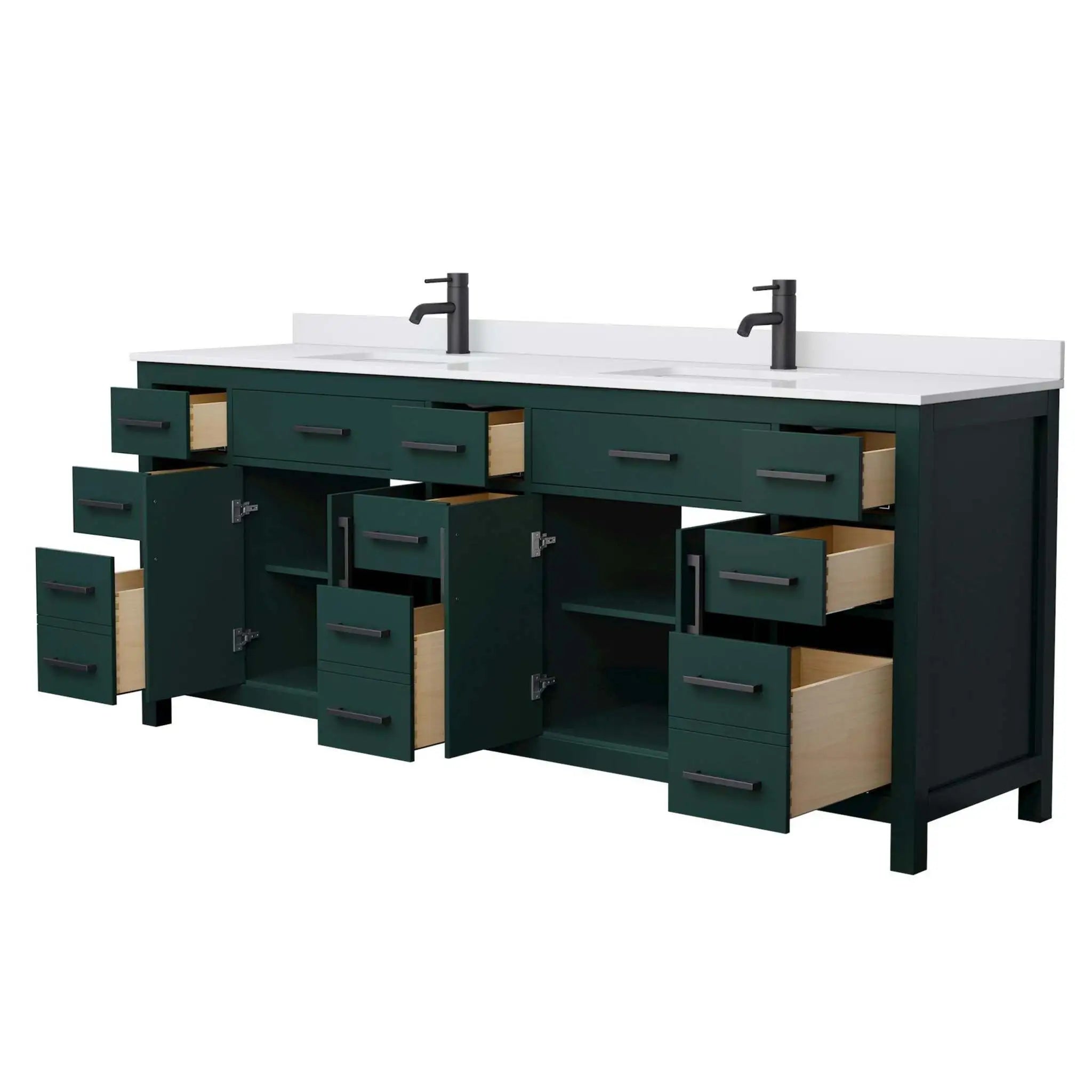 84" Beckett Double Bathroom Vanity in Green with Matte Black Trim by Wyndham