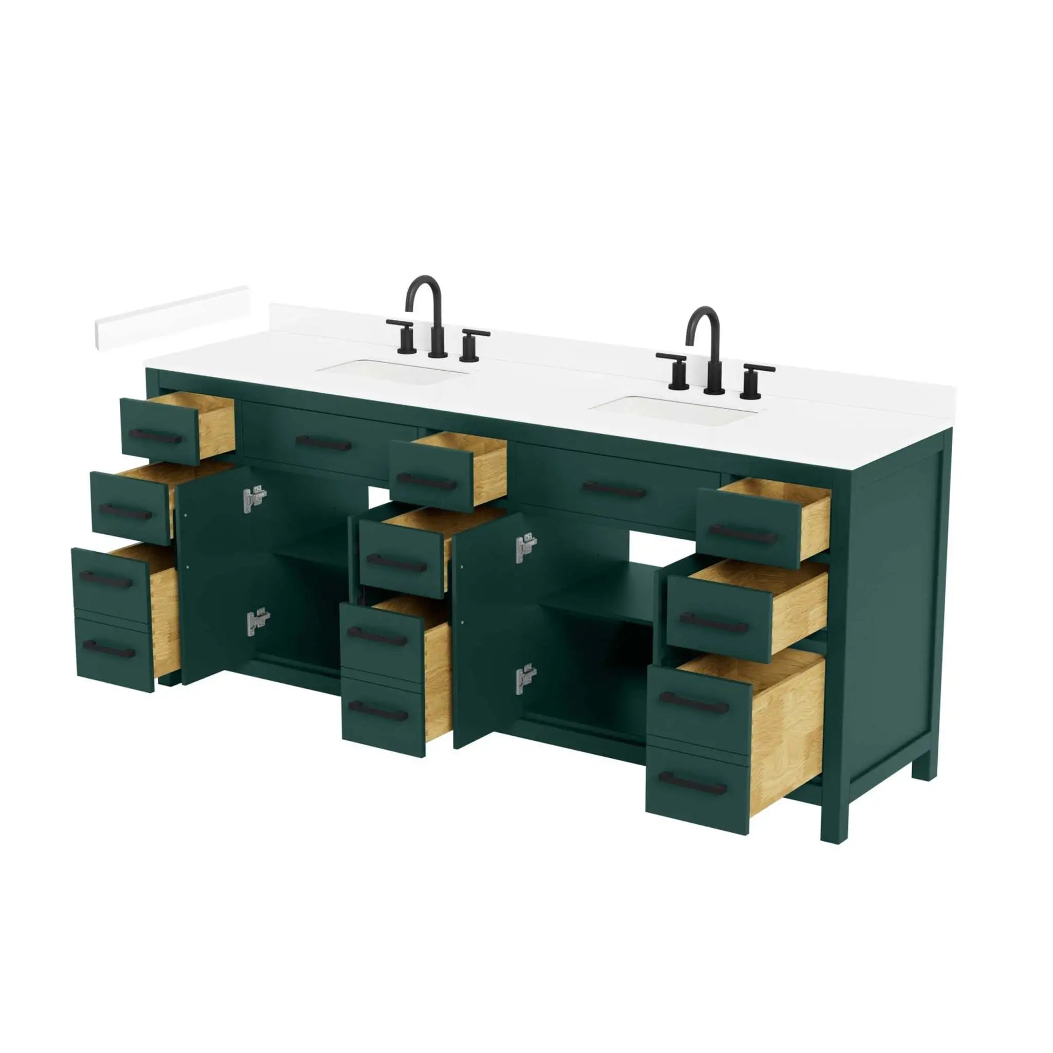 84" Beckett Double Bathroom Vanity in Green with Matte Black Trim by Wyndham