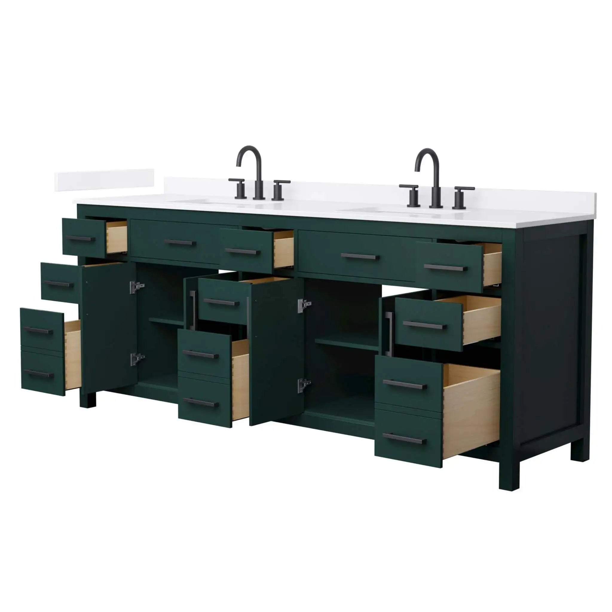84" Beckett Double Bathroom Vanity in Green with Matte Black Trim by Wyndham