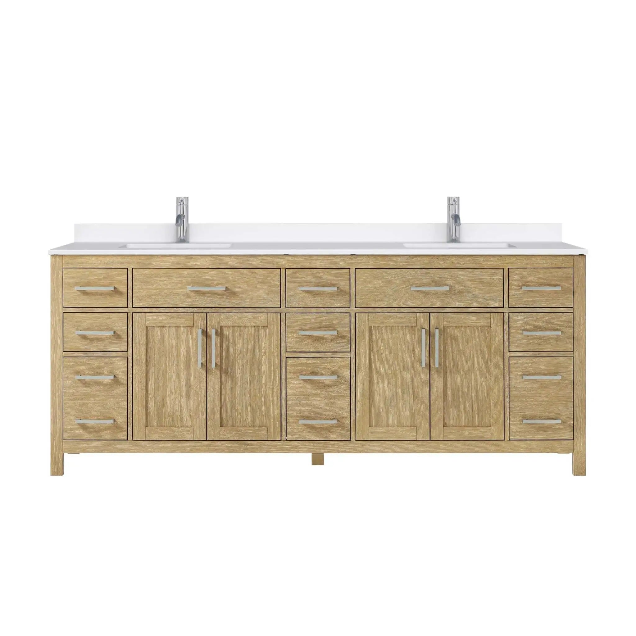 84" Beckett Double Bathroom Vanity in Whitewashed Oak with Brushed Nickel Trim by Wyndham
