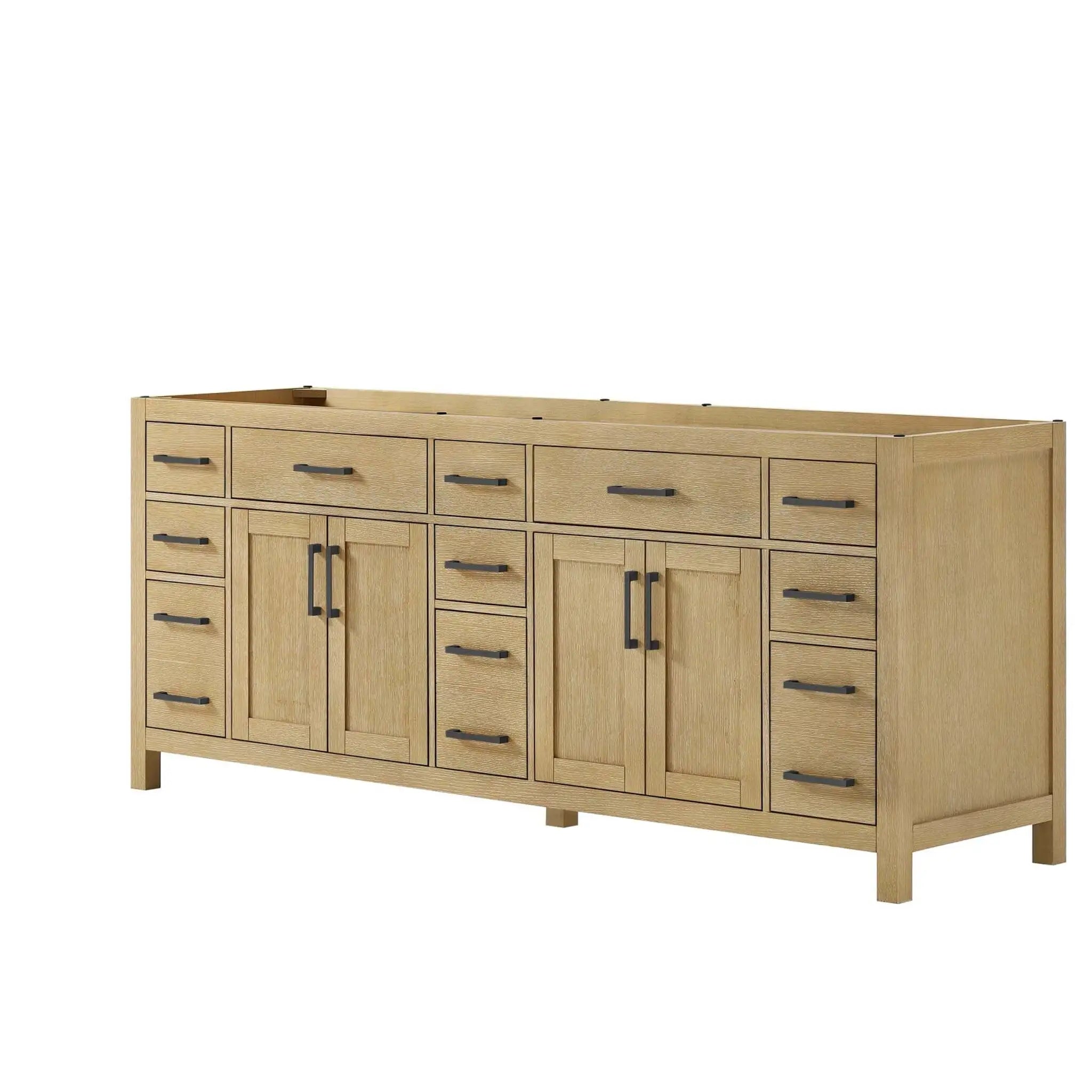 84" Beckett Double Bathroom Vanity in Whitewashed Oak with Matte Black Trim by Wyndham
