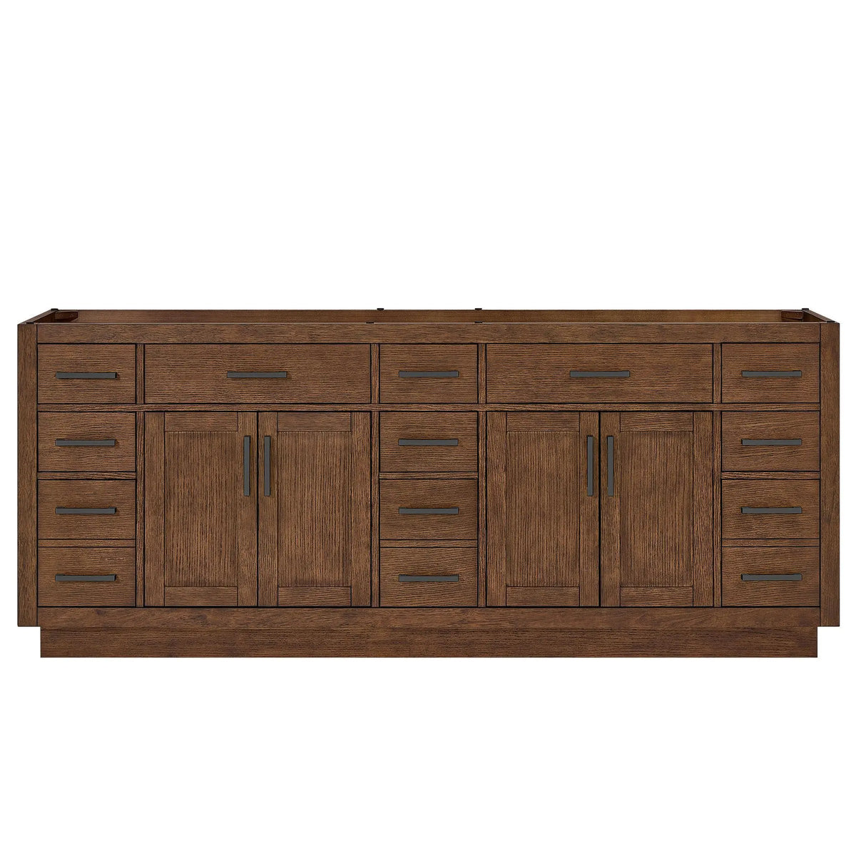 84" Beckett Double Bathroom Vanity with Toe Kick Dark Oak Matte Black Trim by wyndham View 41