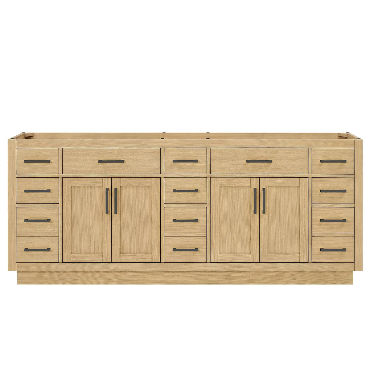 84" Beckett Double Bathroom Vanity with Toe Kick Rift Oak Matte Black Trim by wyndham View 41