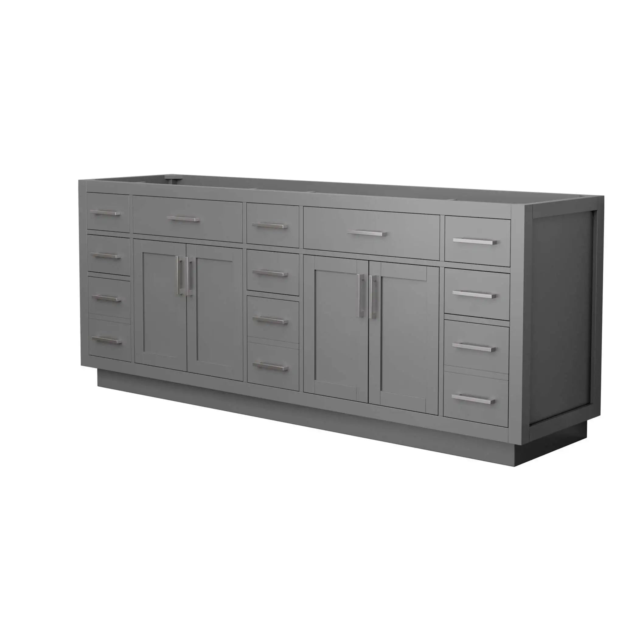 84" Beckett TK Beckett Double Bathroom Vanity with Toe Kick in Dark Gray with Brushed Nickel Trim by Wyndham