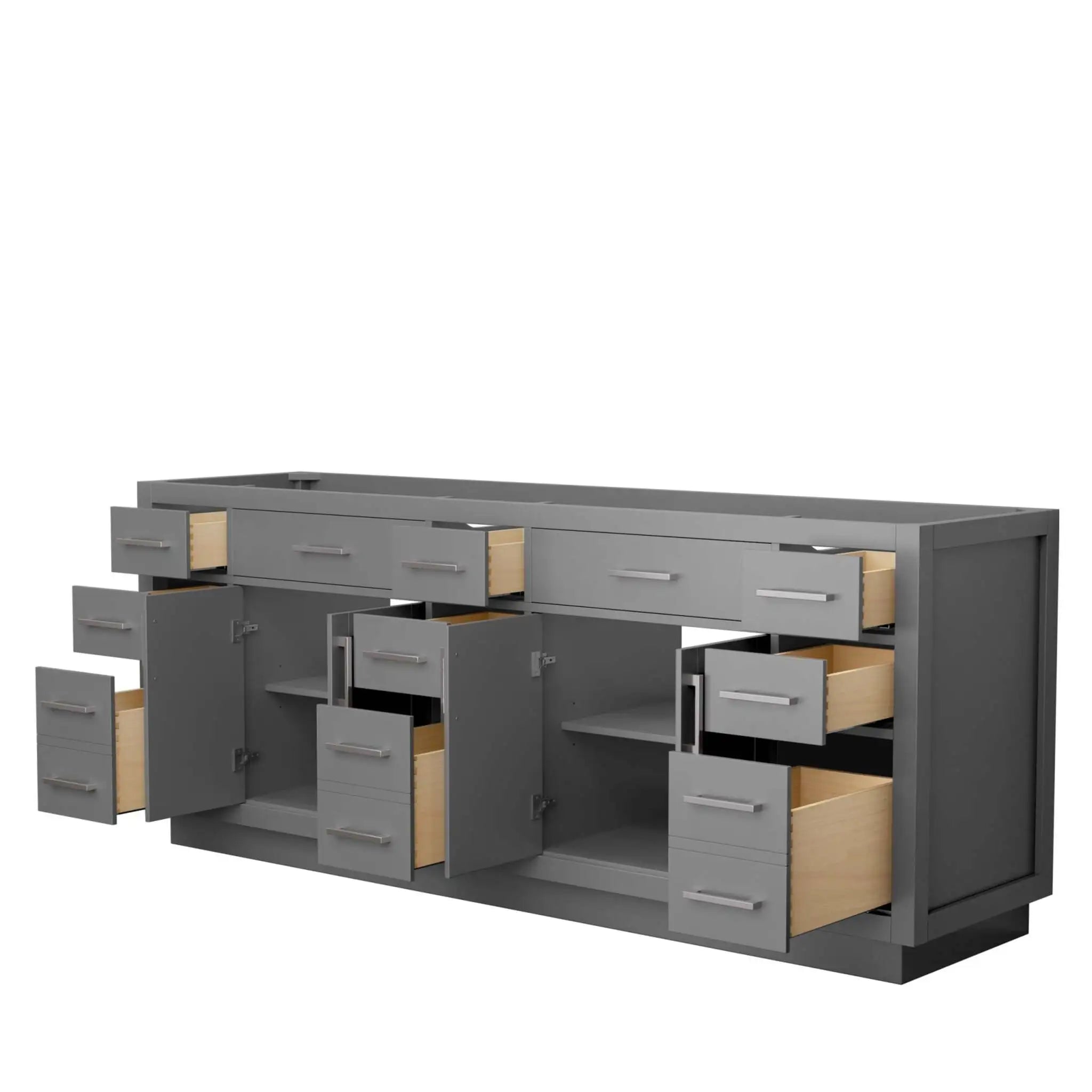 84" Beckett TK Beckett Double Bathroom Vanity with Toe Kick in Dark Gray with Brushed Nickel Trim by Wyndham