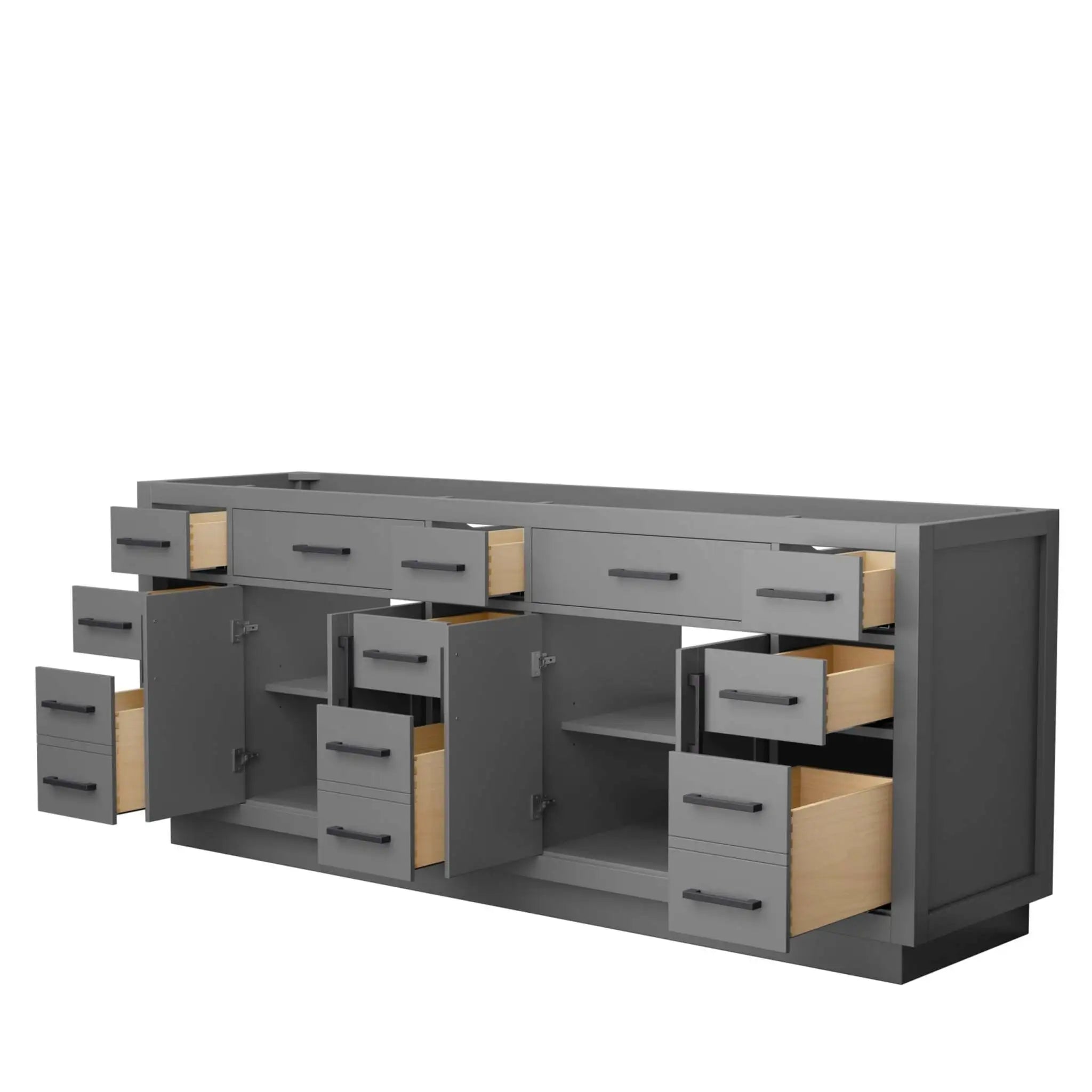 84" Beckett TK Beckett Double Bathroom Vanity with Toe Kick in Dark Gray with Matte Black Trim by Wyndham