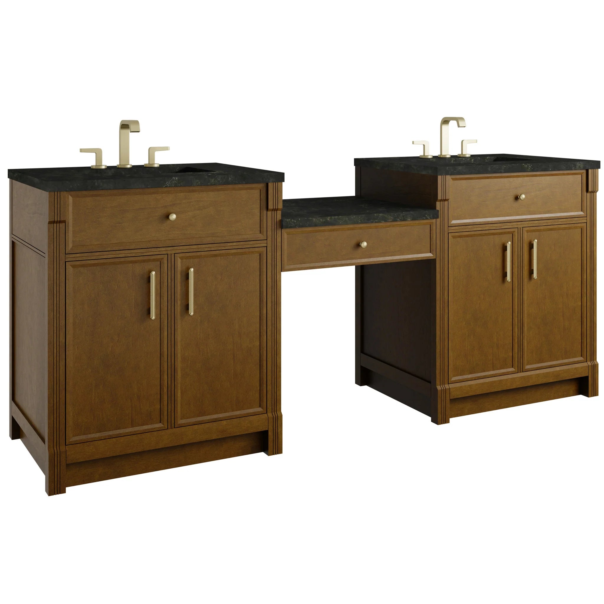 84" Bellshire Dual Vanity in Honey Oak with 24" Make-Up Counter by James Martin Vanities-Phantome Eclos 4