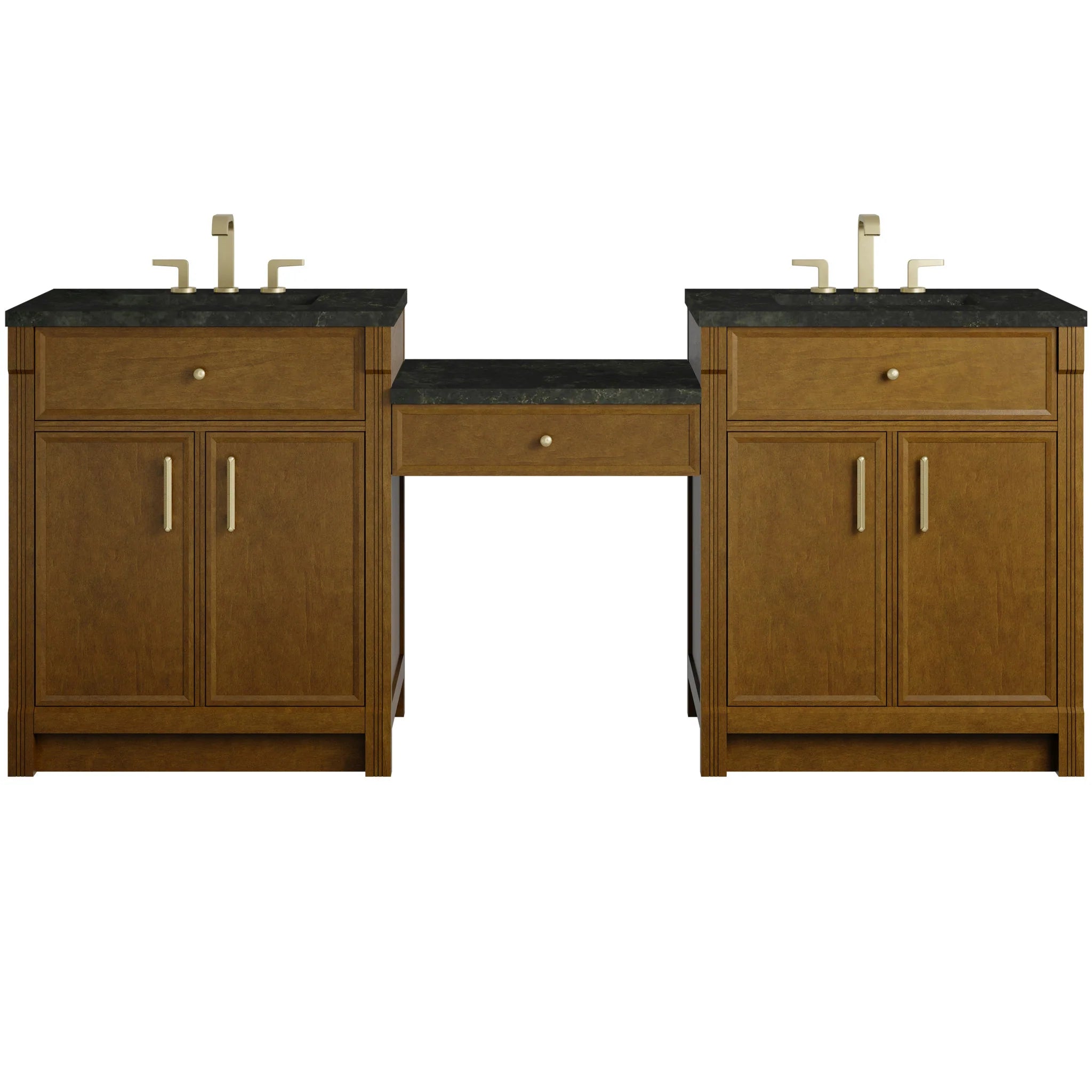 84" Bellshire Dual Vanity in Honey Oak with 24" Make-Up Counter by James Martin Vanities-Phantome Eclos