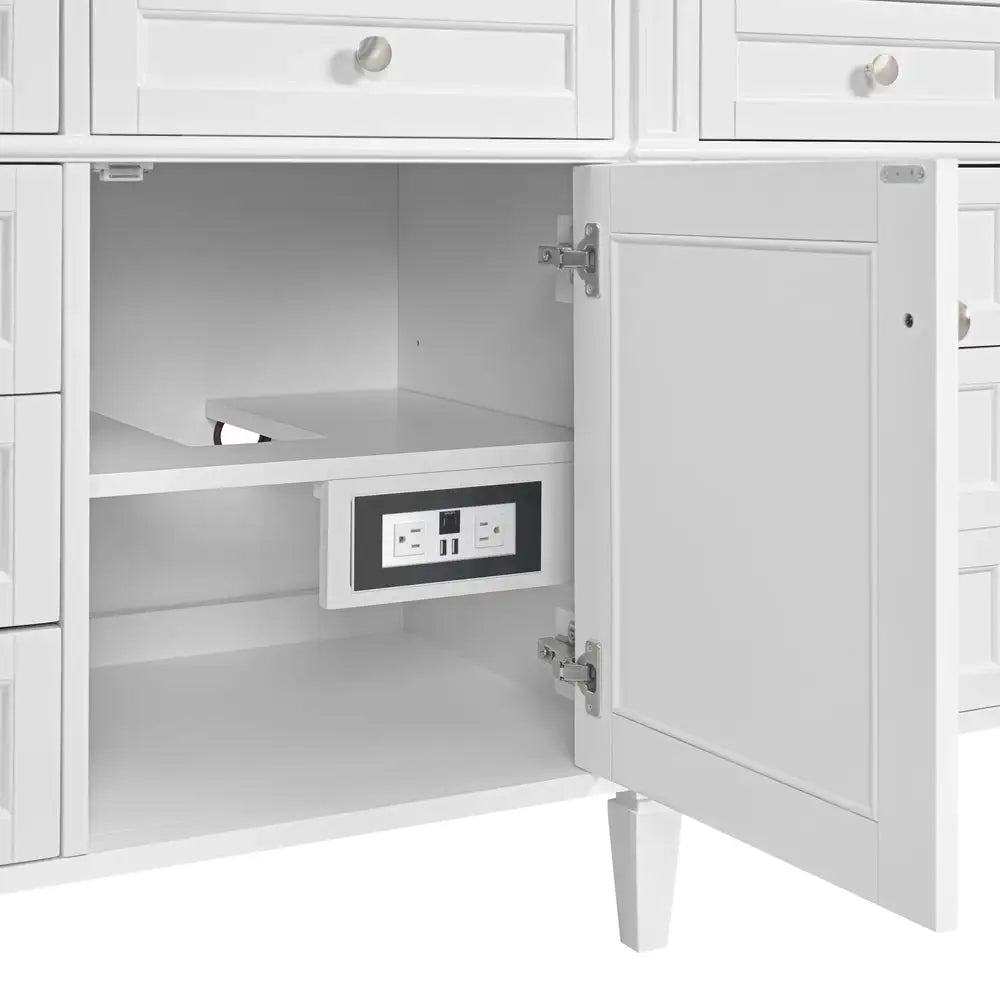 84" Double Bathroom Vanity with Sink & Top in Bright White - James Martin Brittany