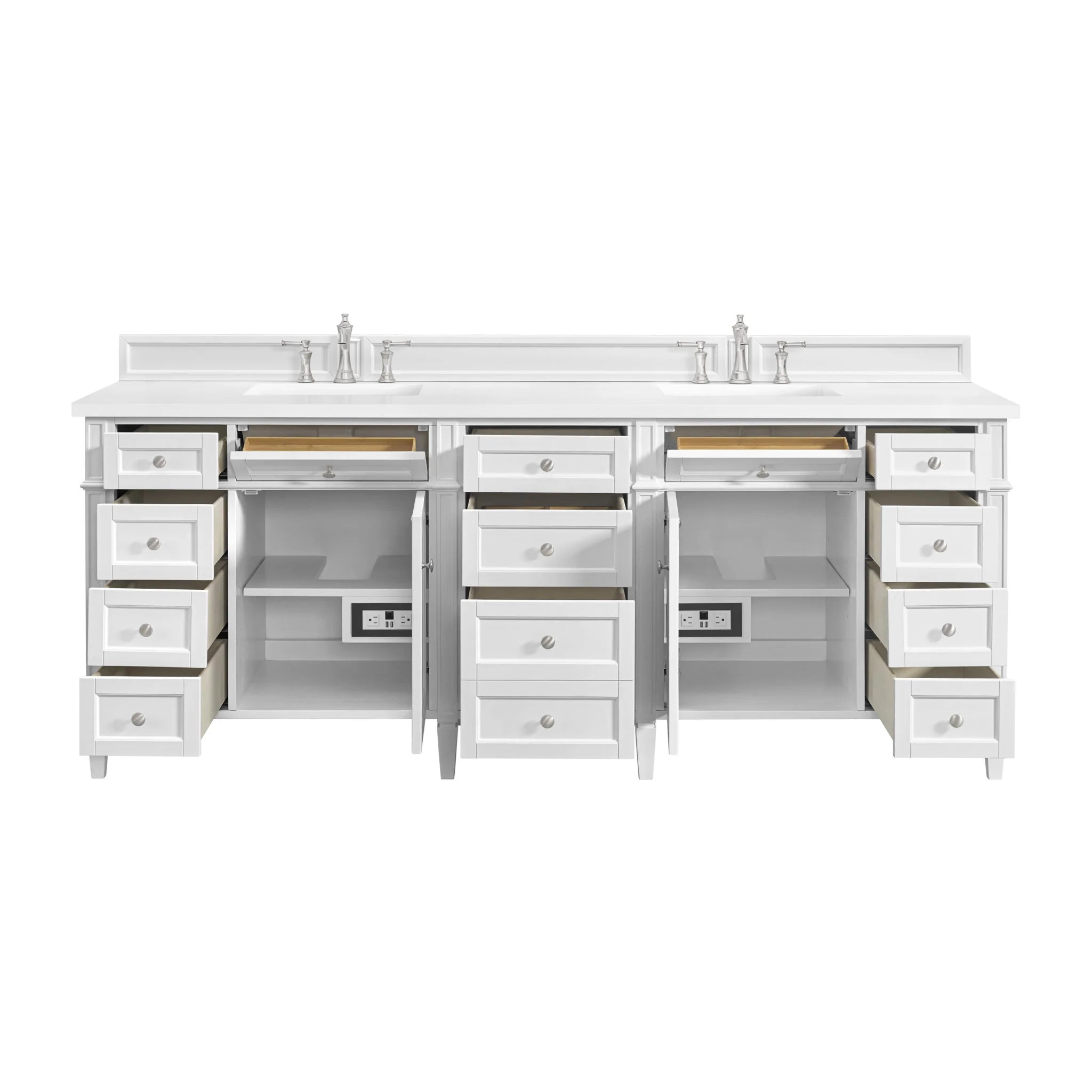 84" Brittany Double Vanity in Bright White by James Martin Vanities-White Zeus Silestone 14