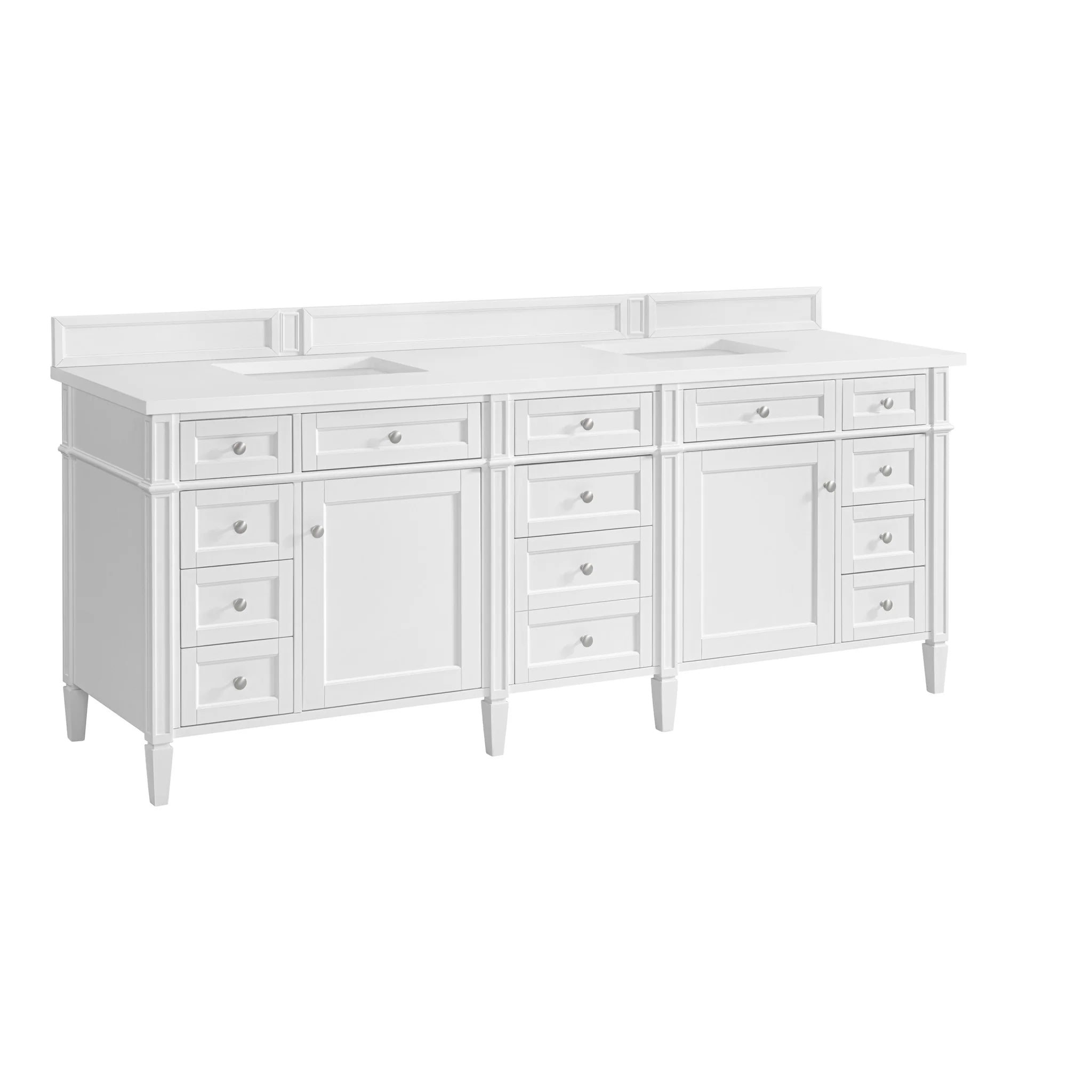 84" Brittany Double Vanity in Bright White by James Martin Vanities-White Zeus Silestone 18