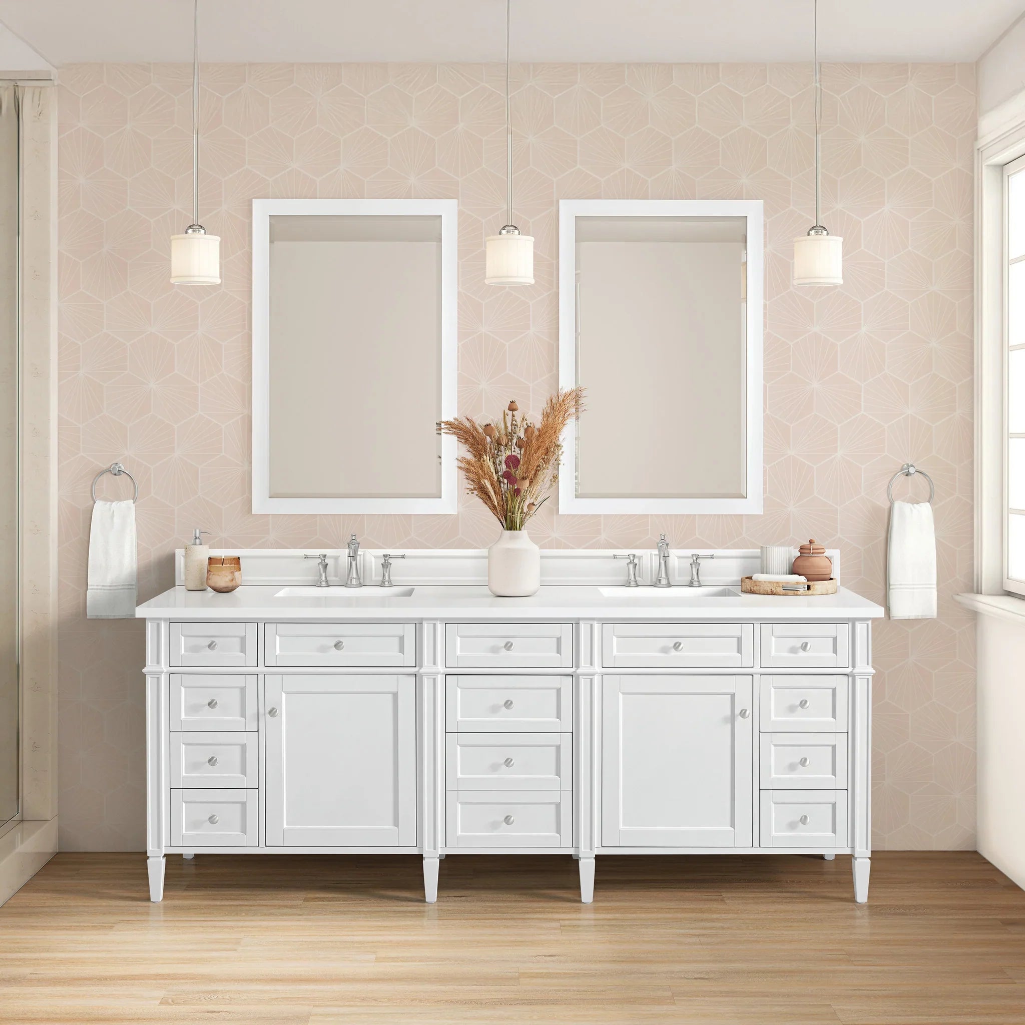 84" Brittany Double Vanity in Bright White by James Martin Vanities-White Zeus Silestone 4