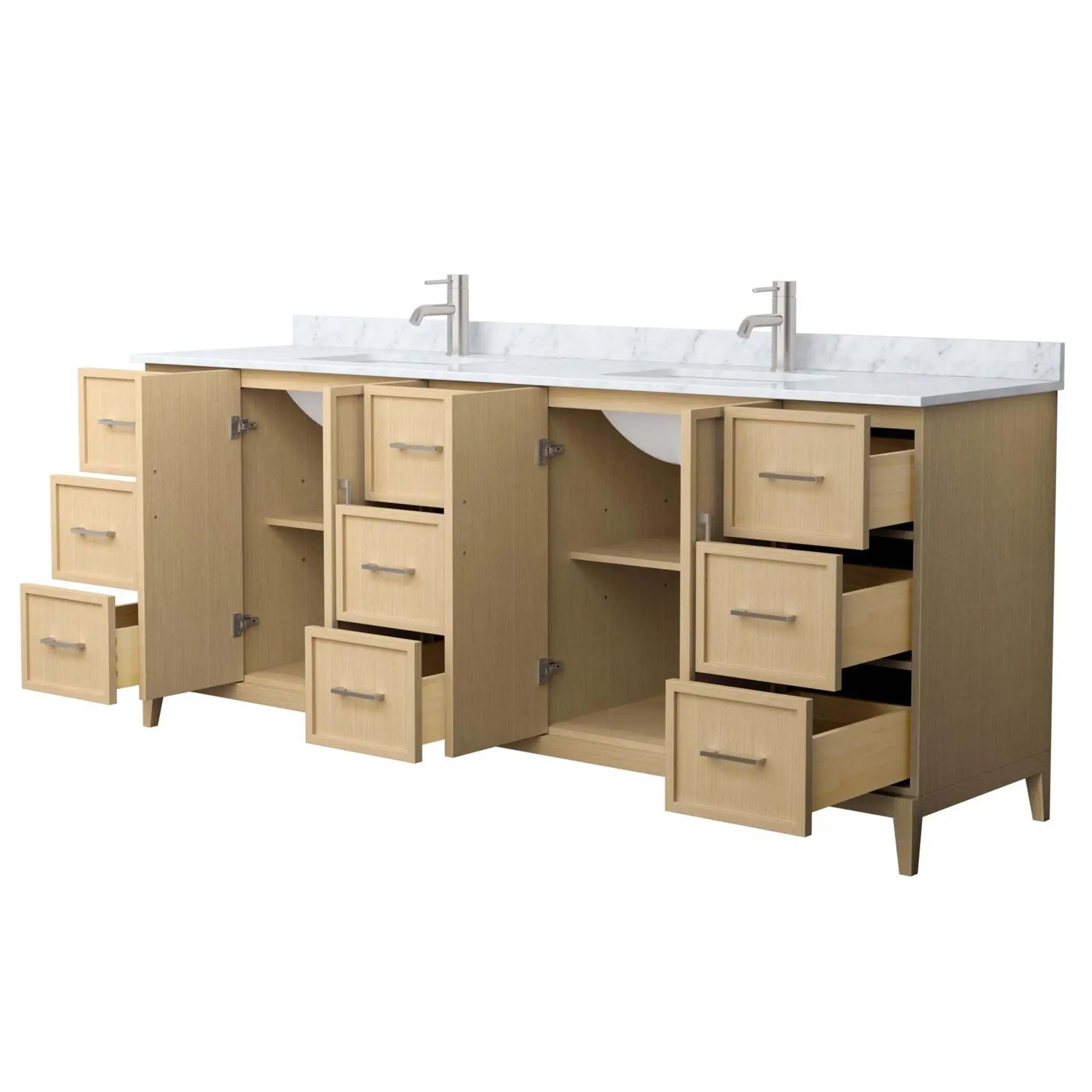 84" Elan Double Bathroom Vanity in White Oak with Brushed Nickel Trim by Wyndham