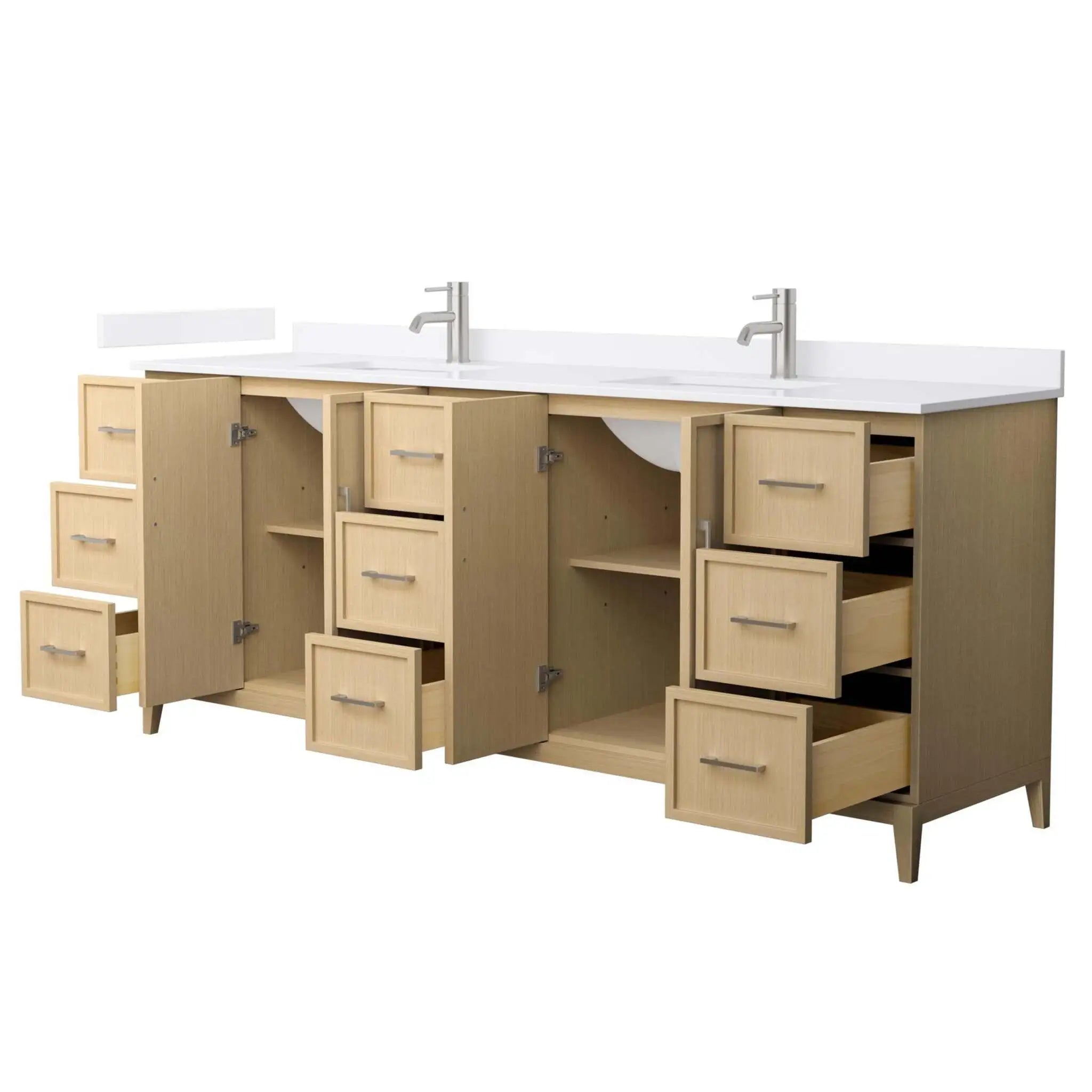84" Elan Double Bathroom Vanity in White Oak with Brushed Nickel Trim by Wyndham