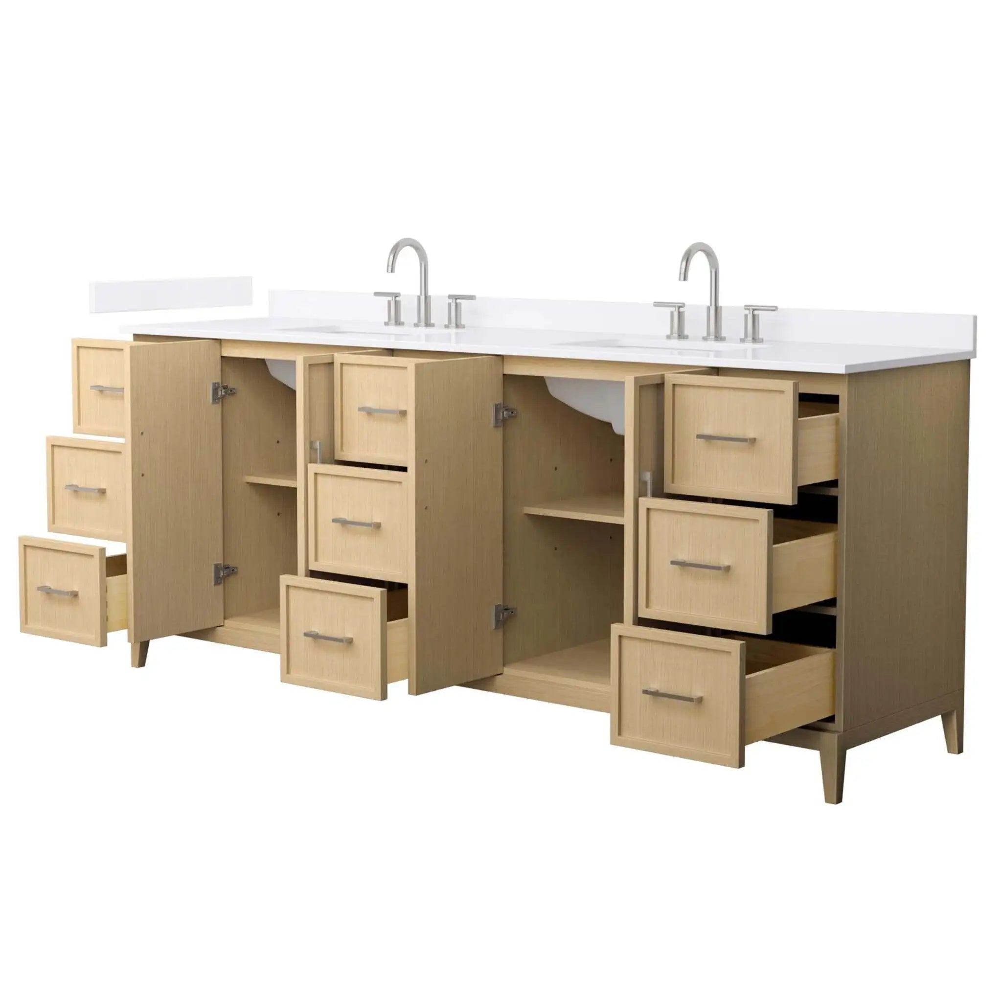 84" Elan Double Bathroom Vanity in White Oak with Brushed Nickel Trim by Wyndham