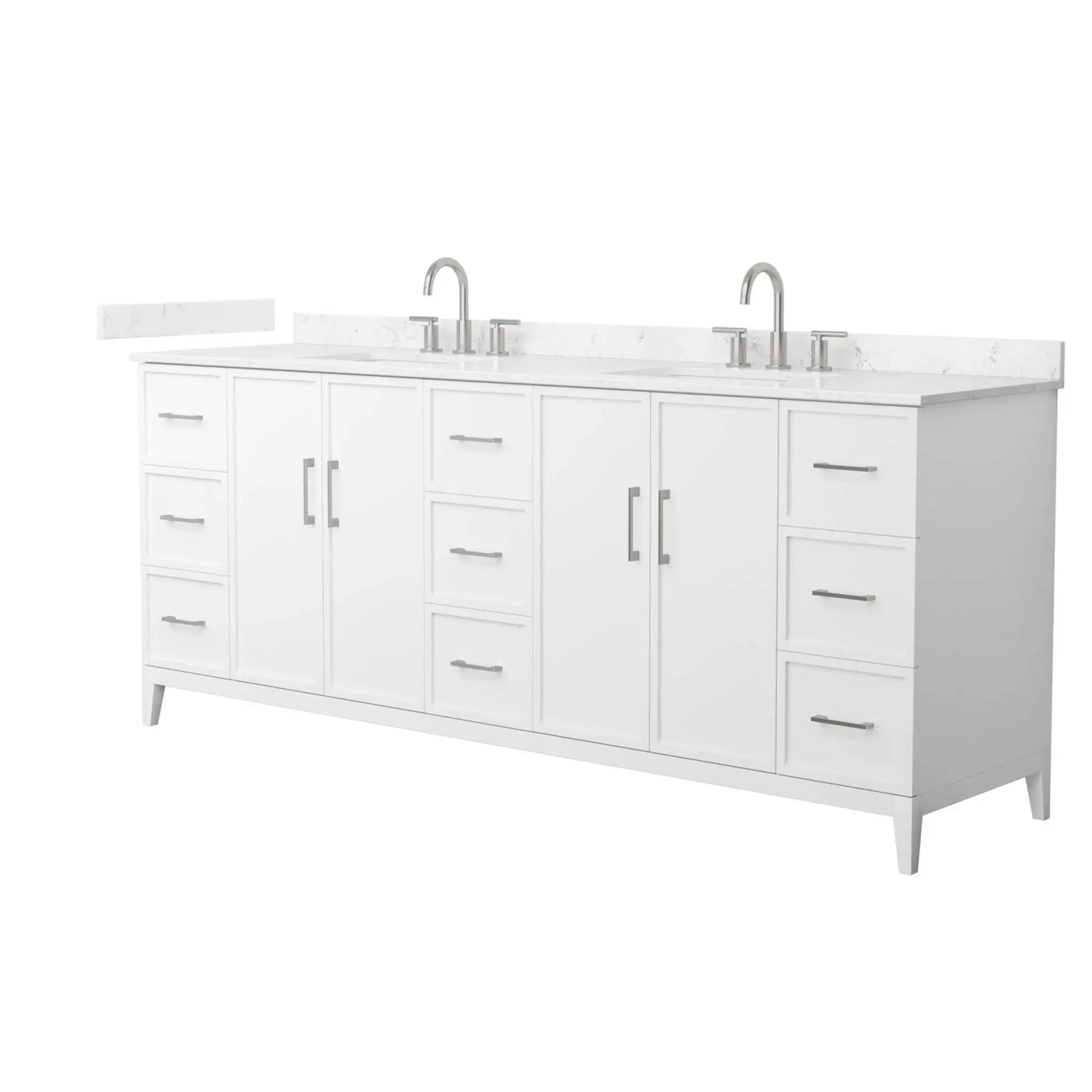84" Elan Double Bathroom Vanity in White with Brushed Nickel Trim by Wyndham