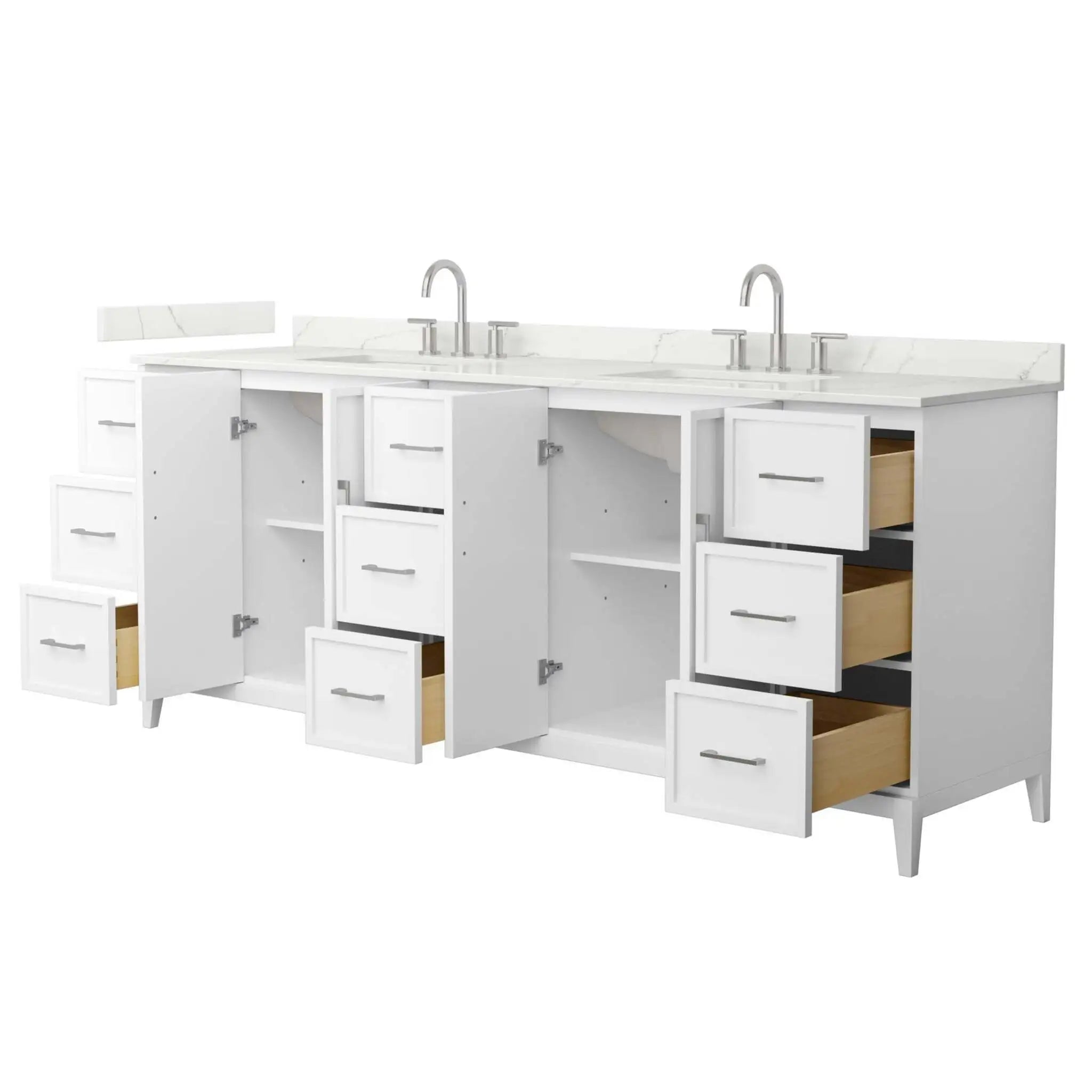 84" Elan Double Bathroom Vanity in White with Brushed Nickel Trim by Wyndham