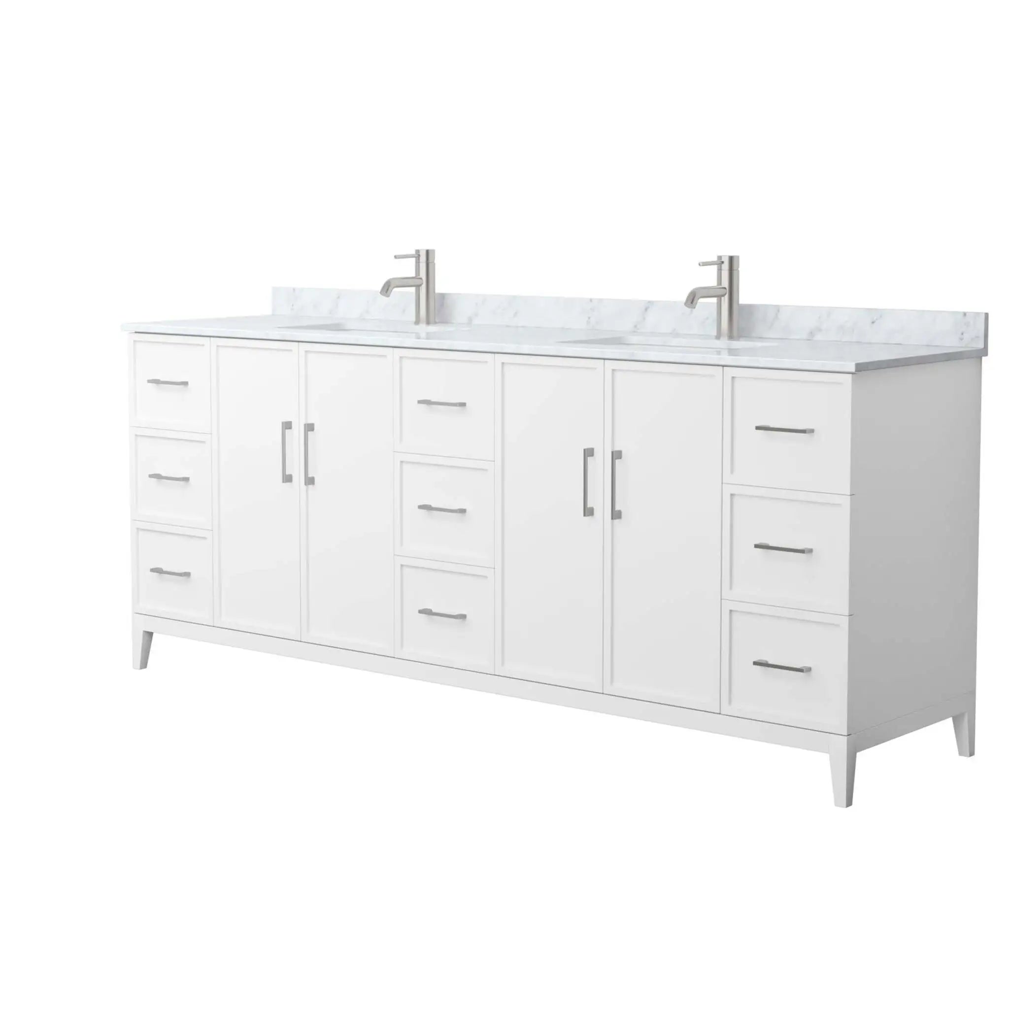 84" Elan Double Bathroom Vanity in White with Brushed Nickel Trim by Wyndham