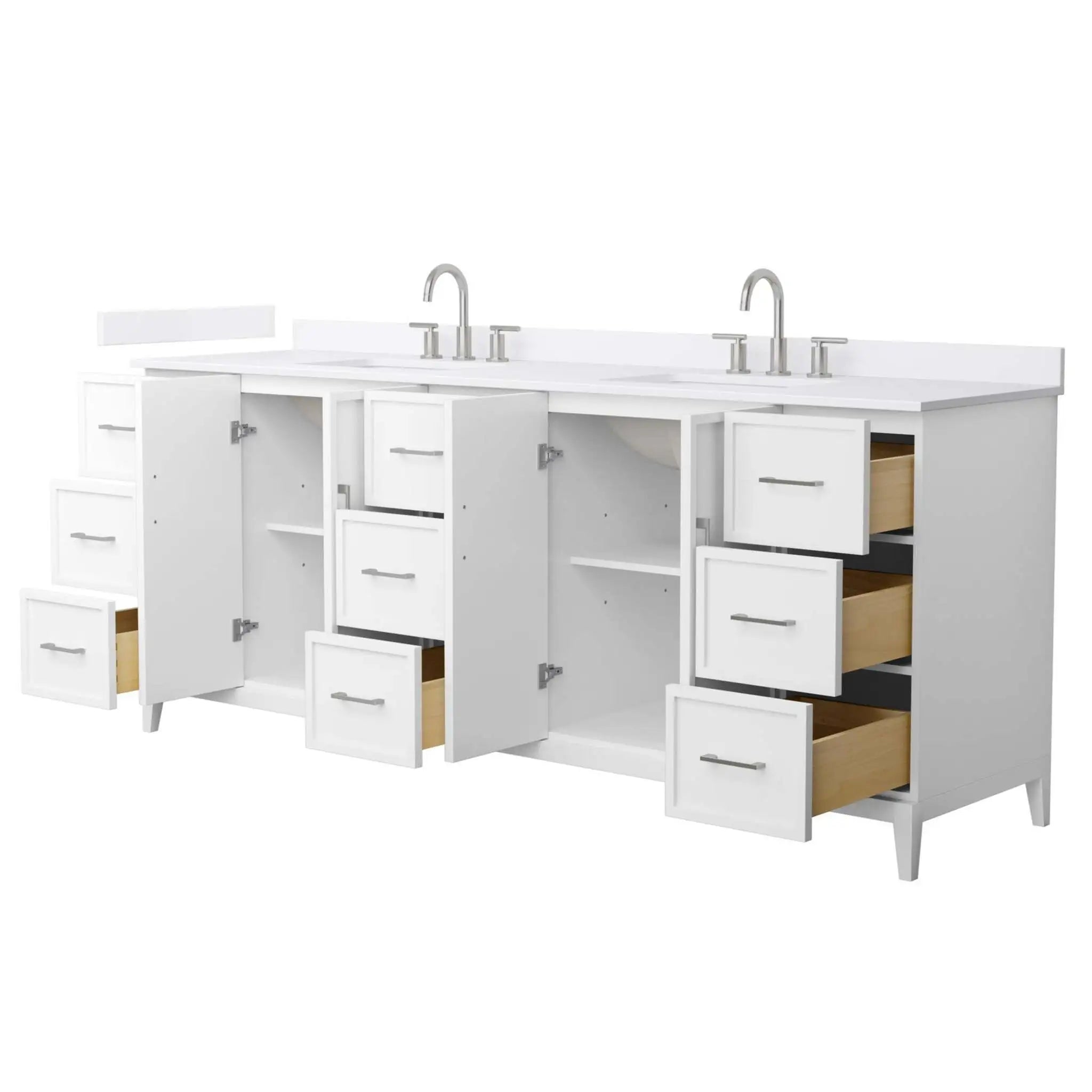 84" Elan Double Bathroom Vanity in White with Brushed Nickel Trim by Wyndham