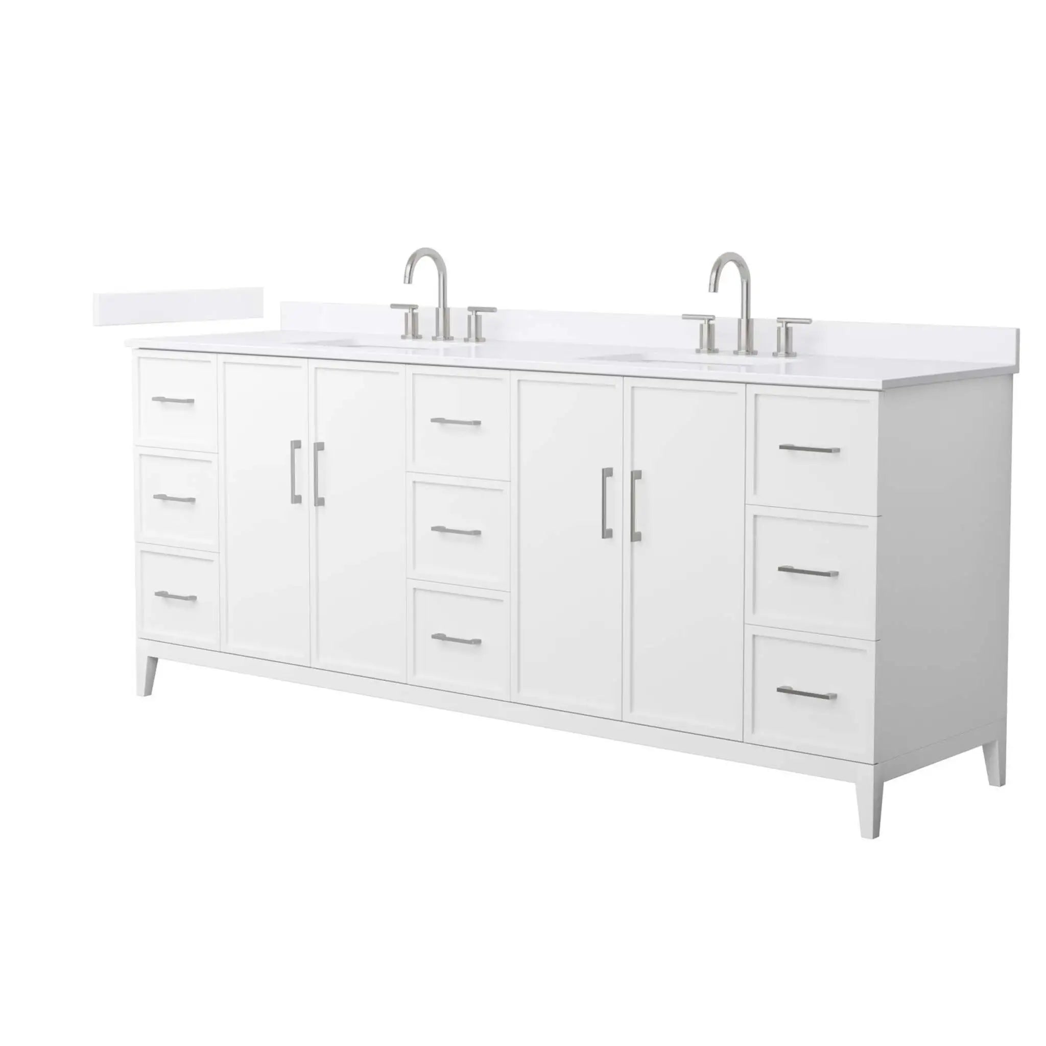 84" Elan Double Bathroom Vanity in White with Brushed Nickel Trim by Wyndham