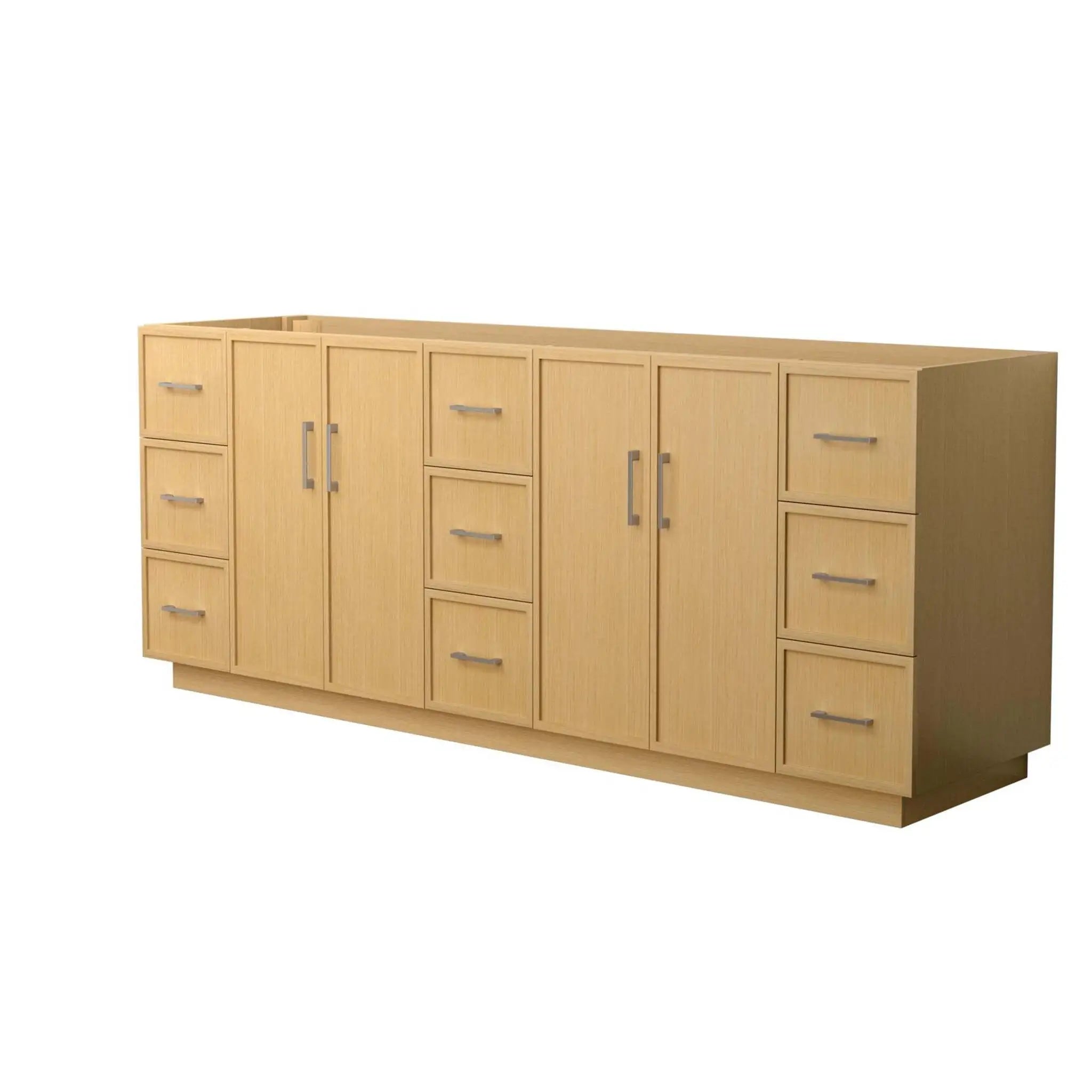 84" Elan TK Elan Double Bathroom Vanity with Toe Kick in Light Oak with Brushed Nickel Trim by Wyndham