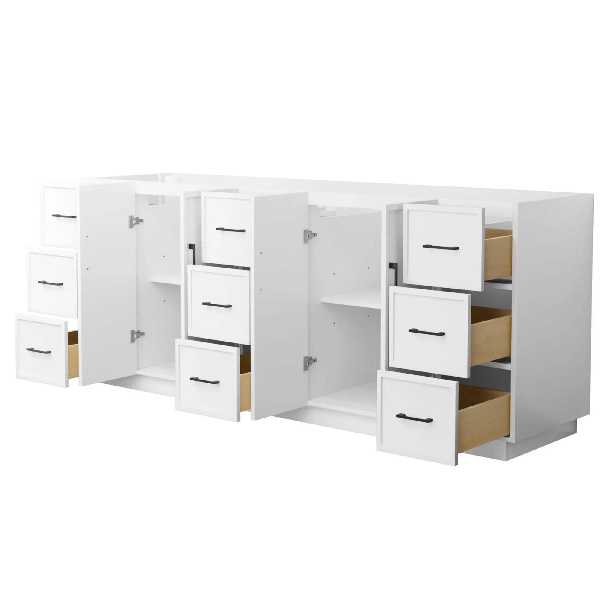 84" Elan TK Elan Double Bathroom Vanity with Toe Kick in White with Matte Black Trim by Wyndham