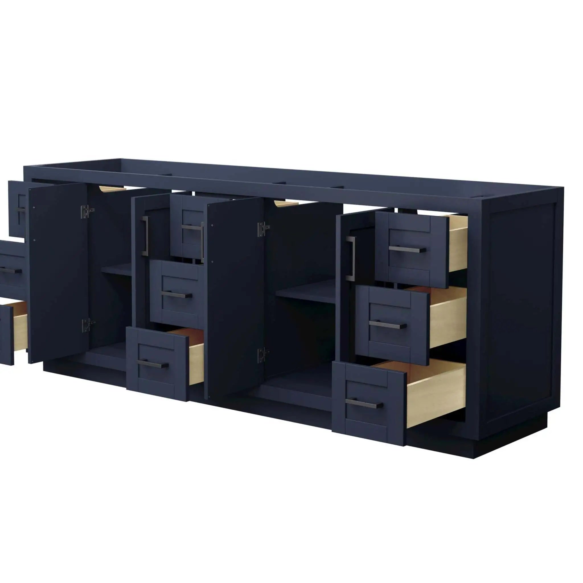 84" Miranda Double Bathroom Vanity in Dark Blue with Matte Black Trim by Wyndham