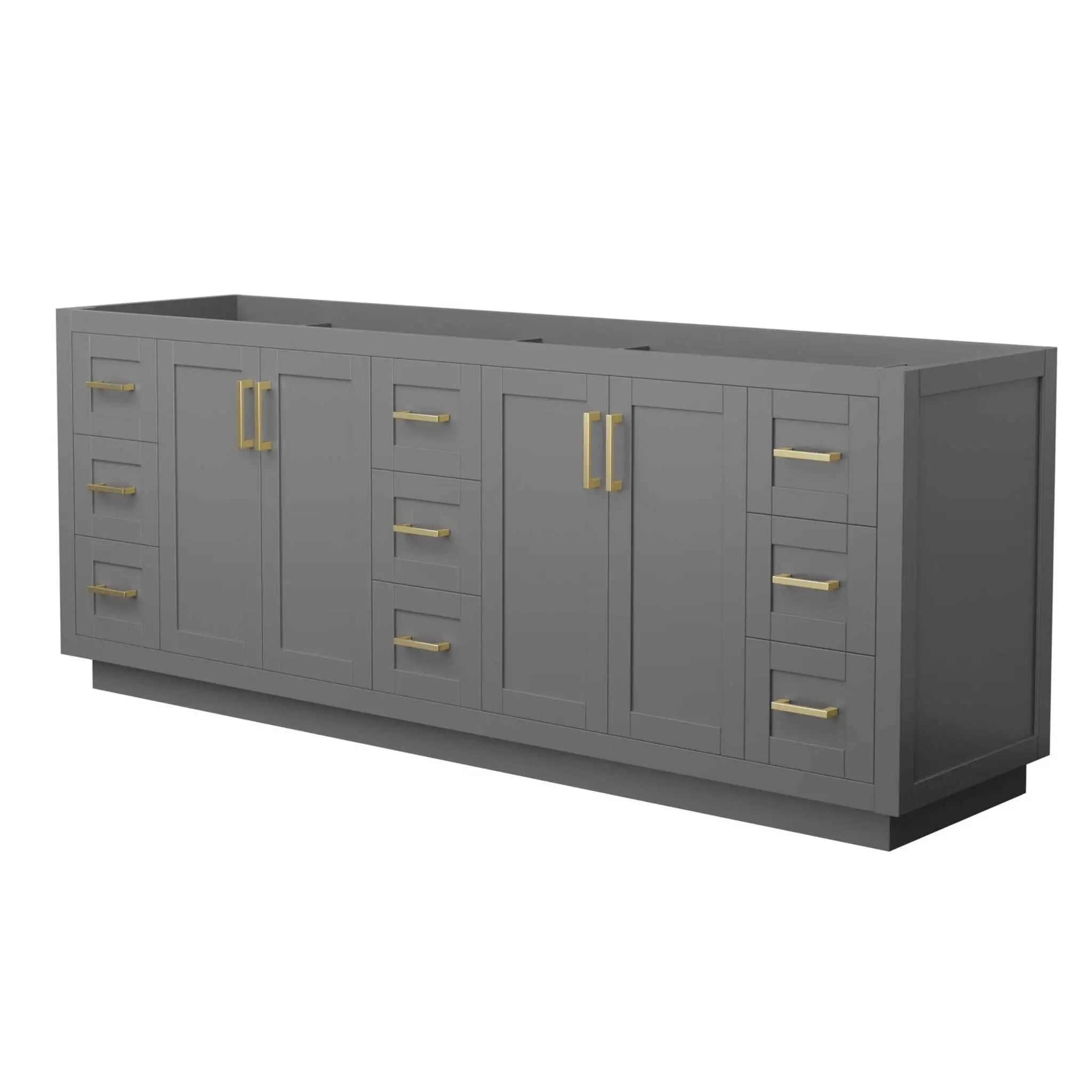 84" Miranda Double Bathroom Vanity in Dark Gray with Brushed Gold Trim by Wyndham
