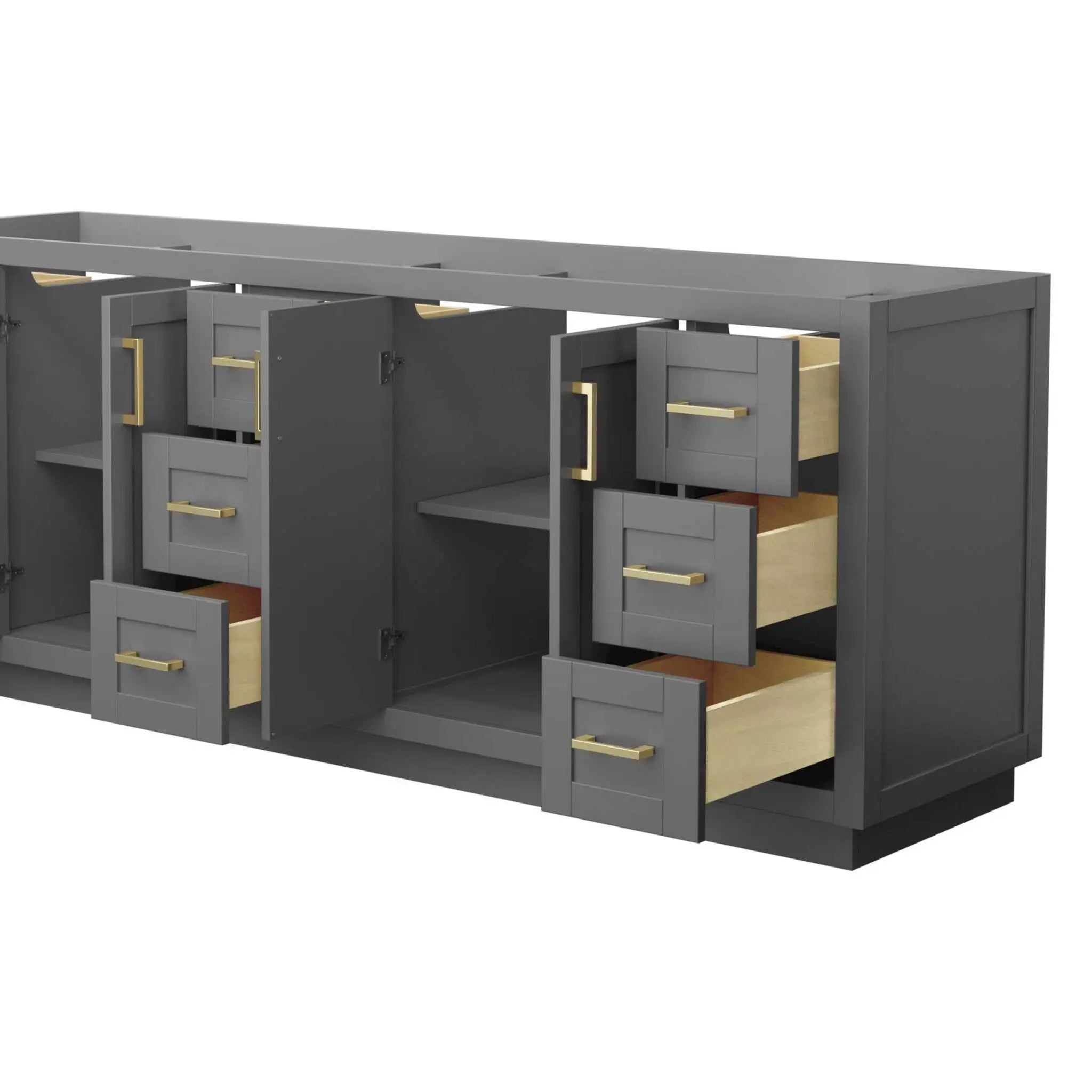 84" Miranda Double Bathroom Vanity in Dark Gray with Brushed Gold Trim by Wyndham