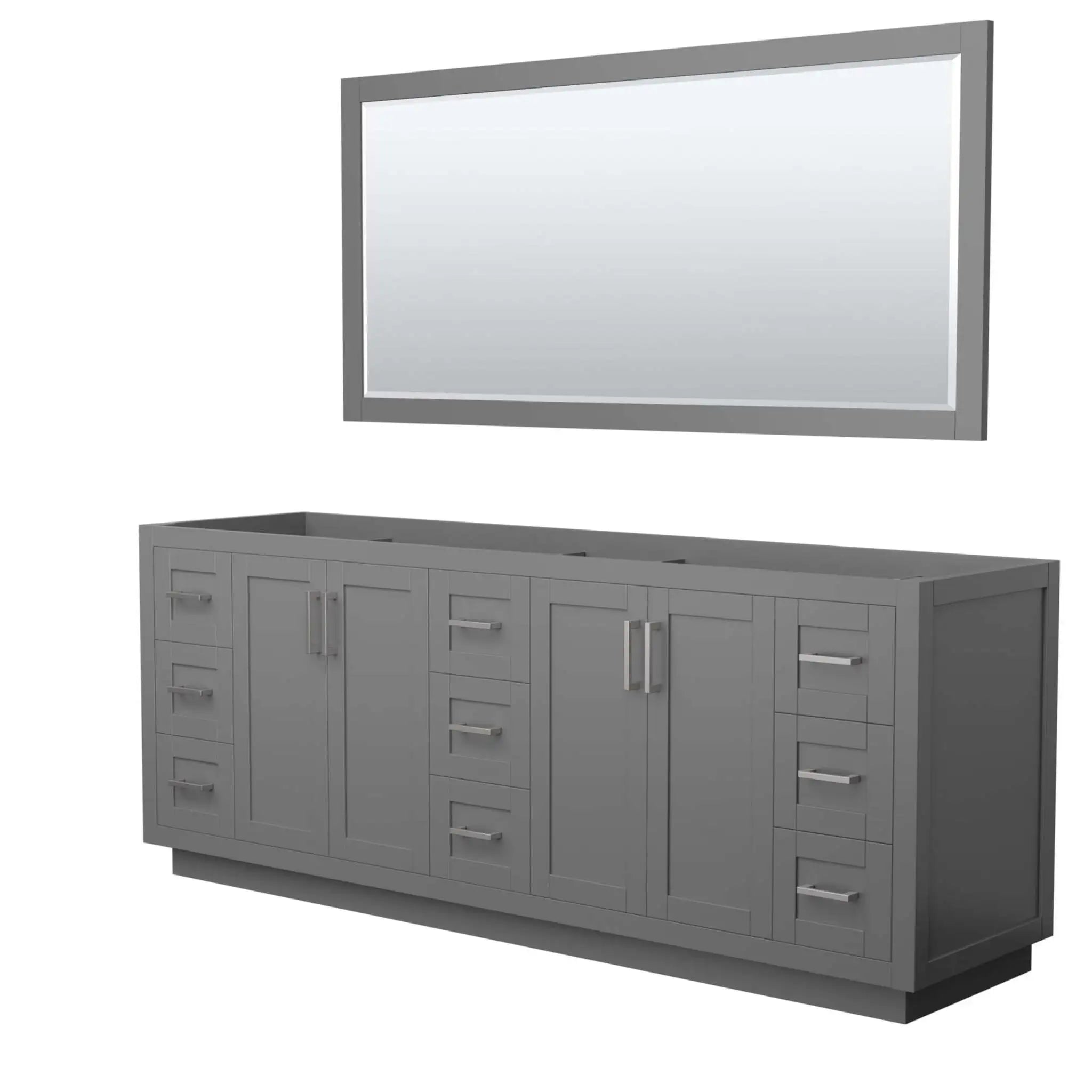 84" Miranda Double Bathroom Vanity in Dark Gray with Brushed Nickel Trim & 70" Mirror by Wyndham