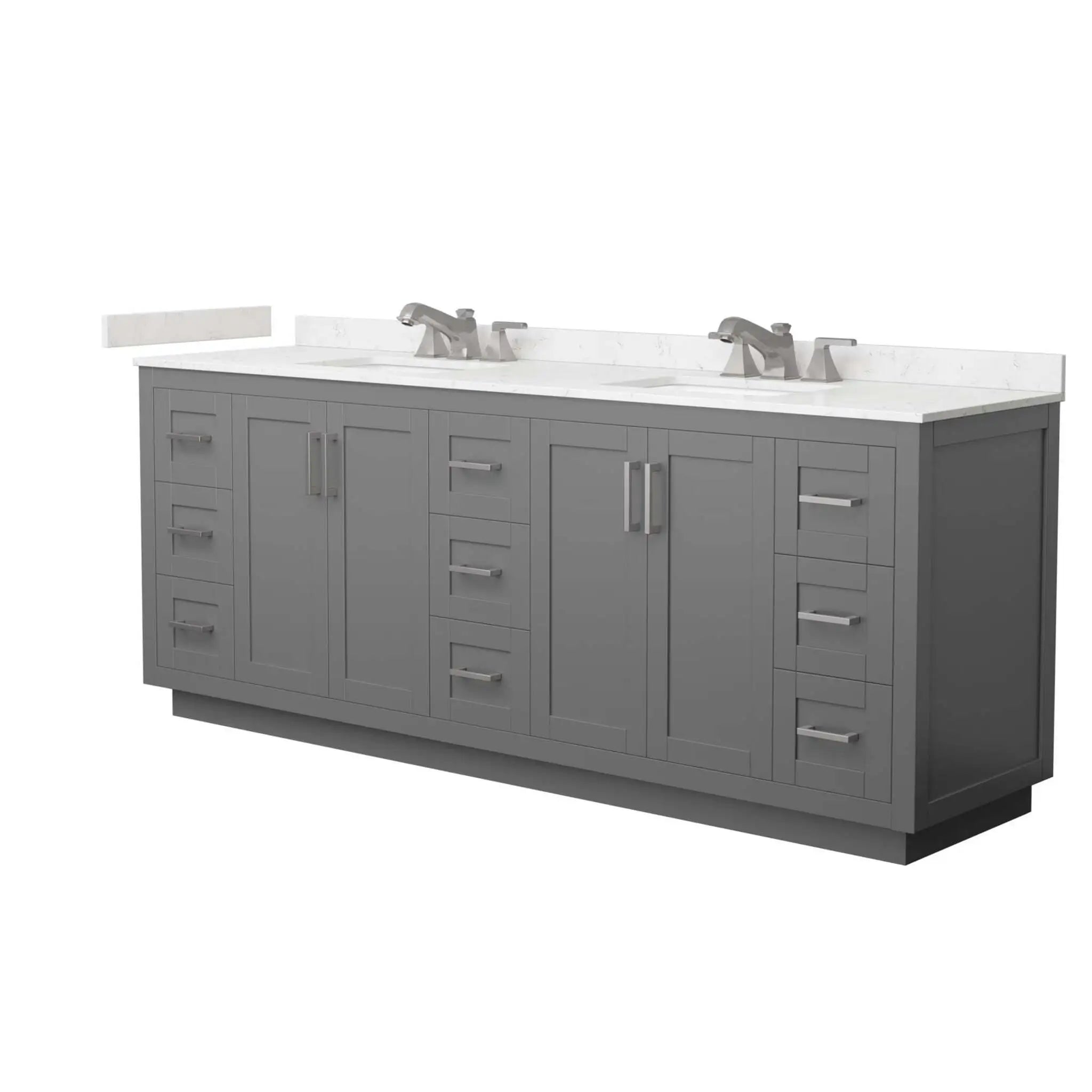 84" Miranda Double Bathroom Vanity in Dark Gray with Brushed Nickel Trim by Wyndham