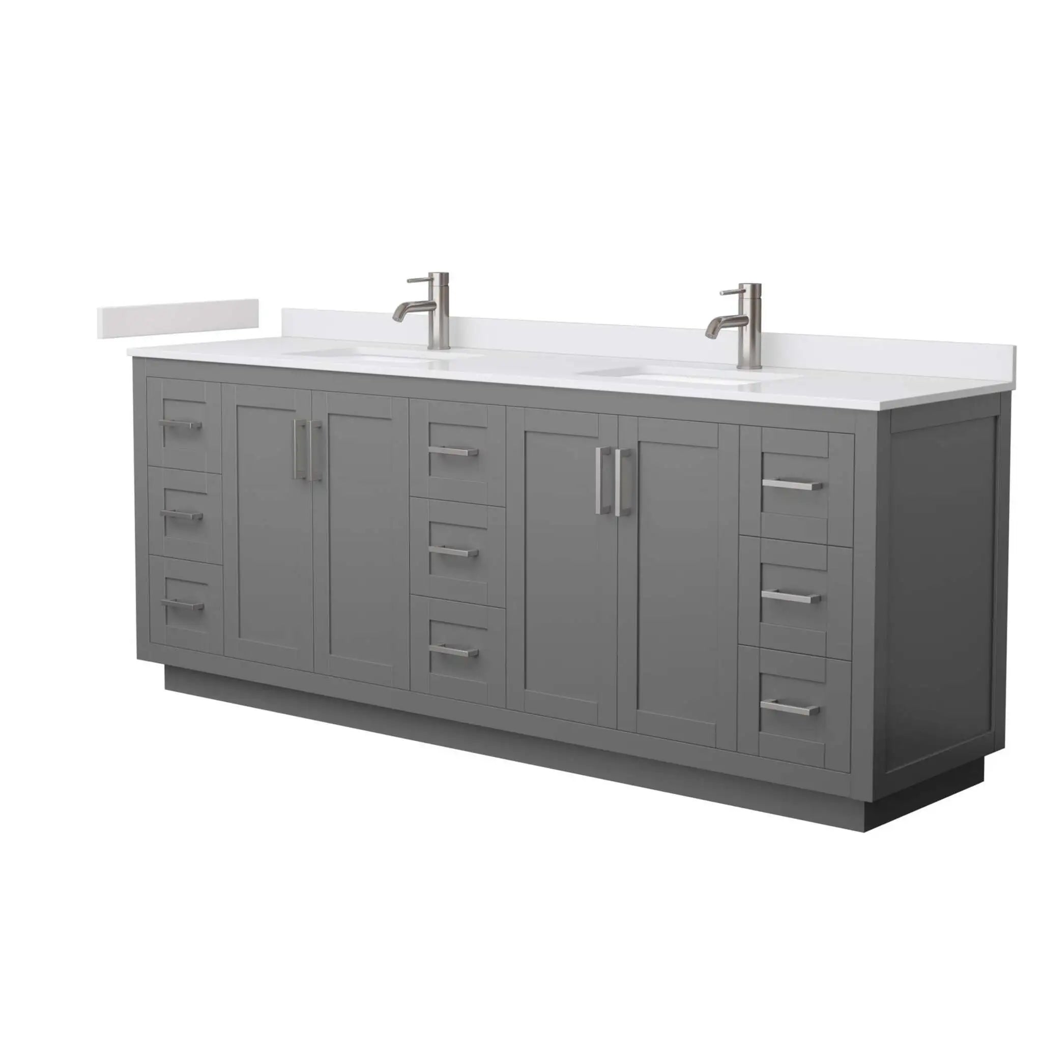 84" Miranda Double Bathroom Vanity in Dark Gray with Brushed Nickel Trim by Wyndham