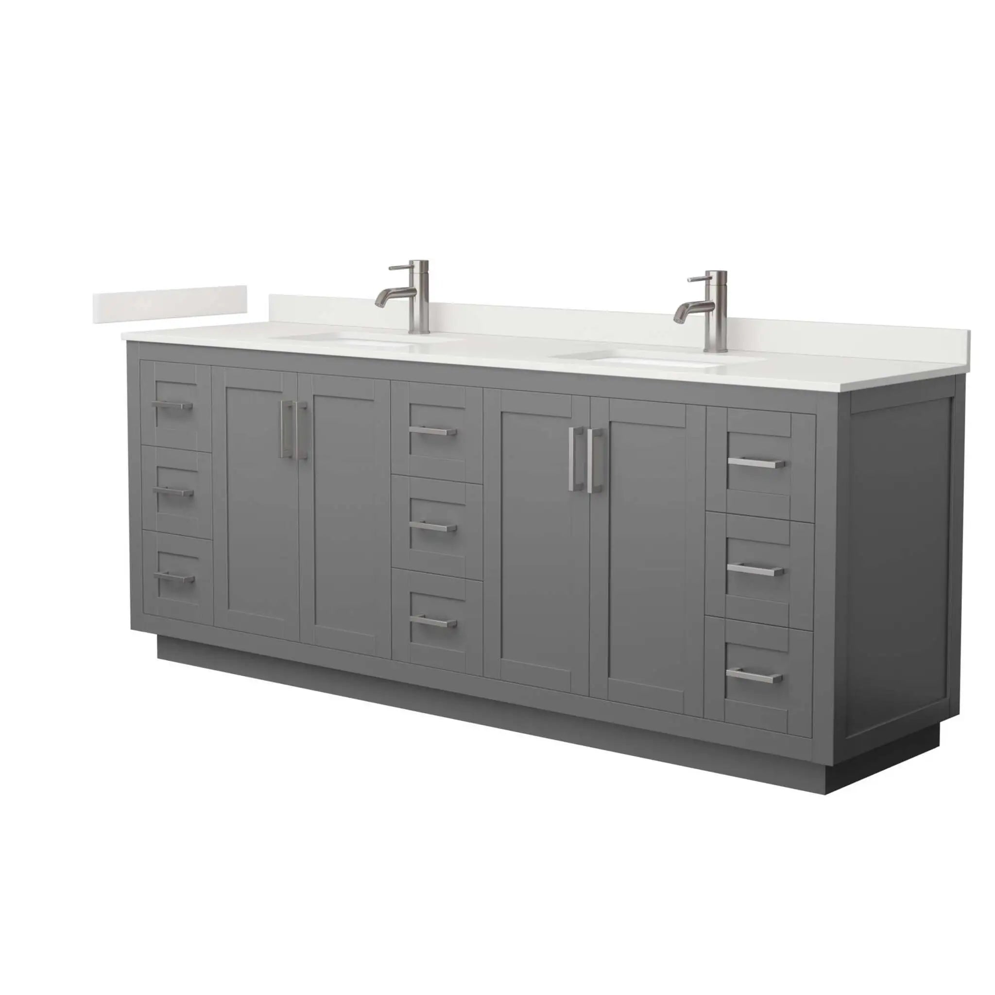 84" Miranda Double Bathroom Vanity in Dark Gray with Brushed Nickel Trim by Wyndham