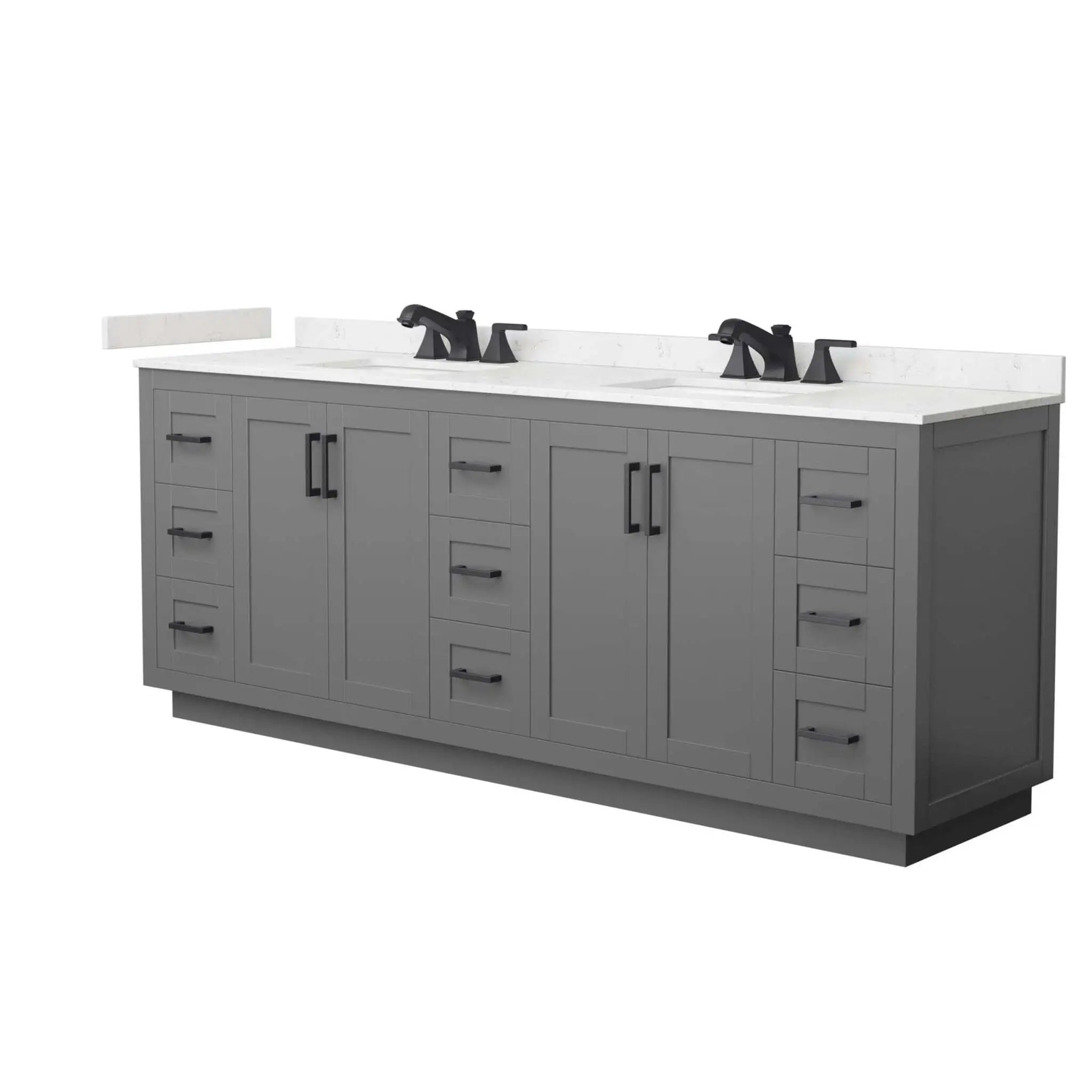 84" Miranda Double Bathroom Vanity in Dark Gray with Matte Black Trim by Wyndham