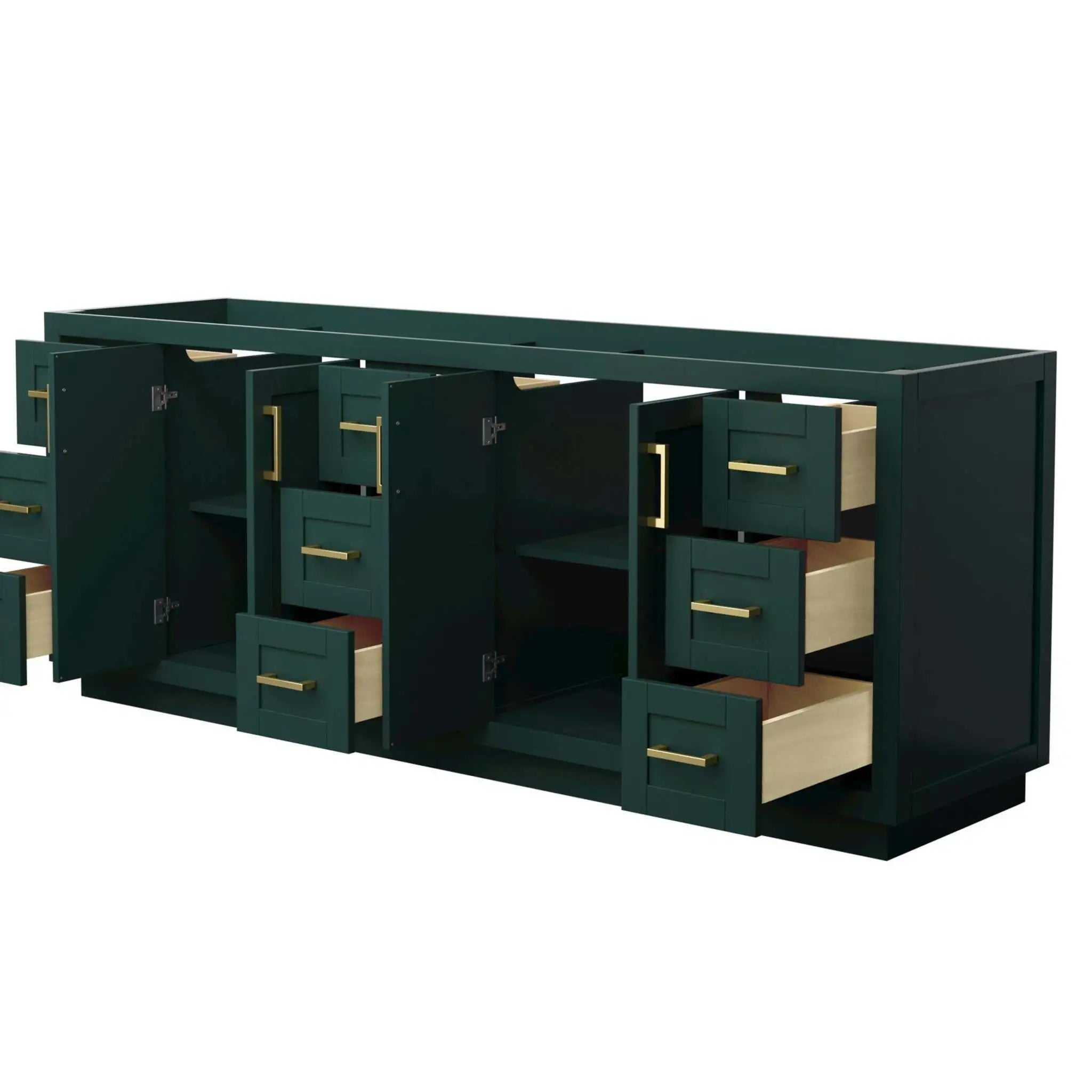 84" Miranda Double Bathroom Vanity in Green with Brushed Gold Trim by Wyndham