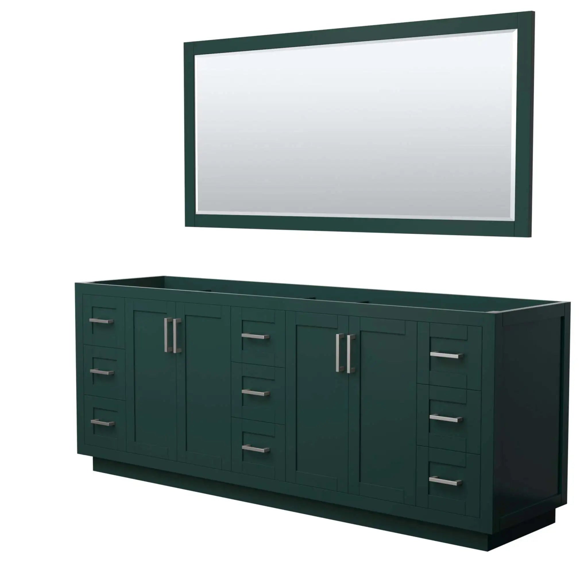 84" Miranda Double Bathroom Vanity in Green with Brushed Nickel Trim & 70" Mirror by Wyndham