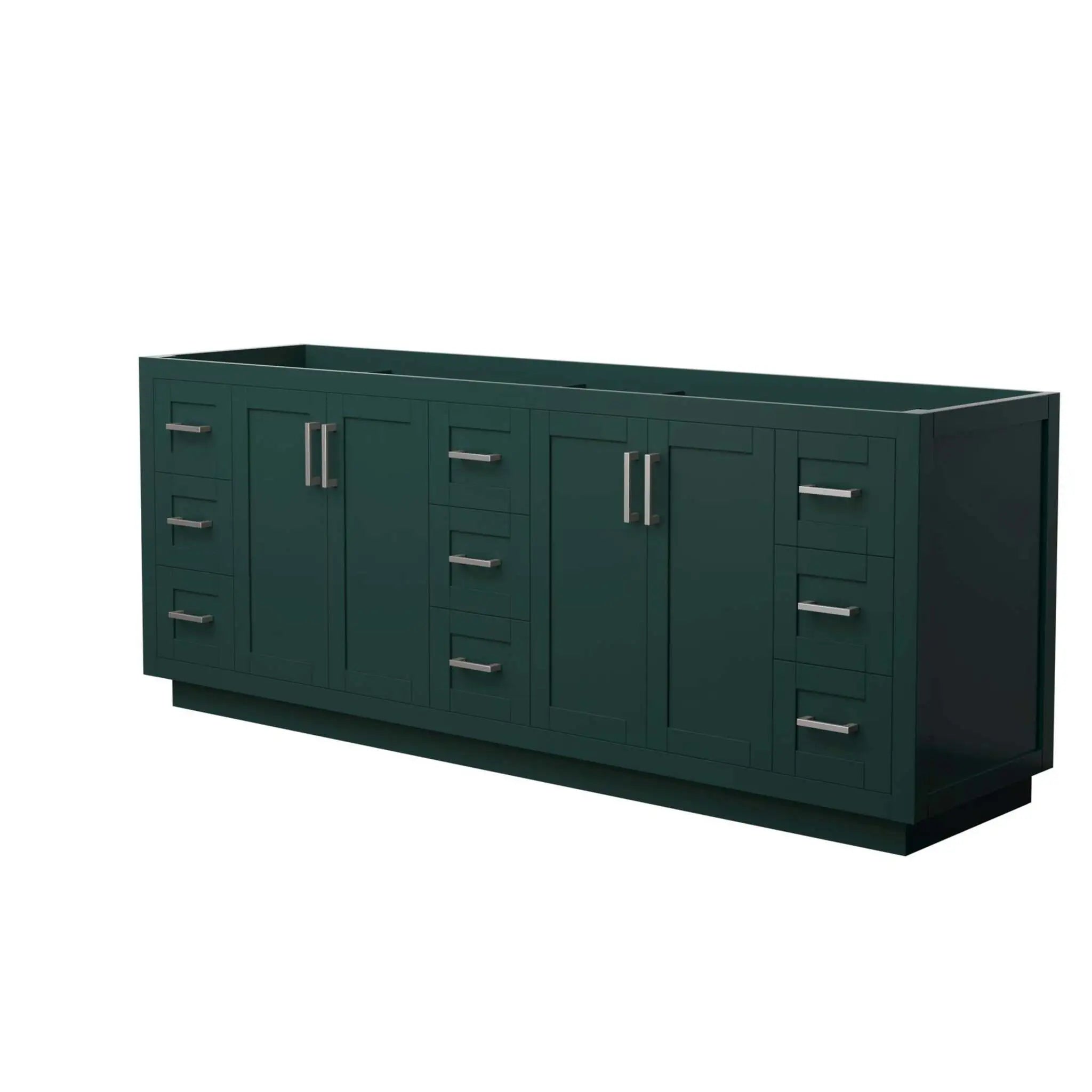 84" Miranda Double Bathroom Vanity in Green with Brushed Nickel Trim by Wyndham
