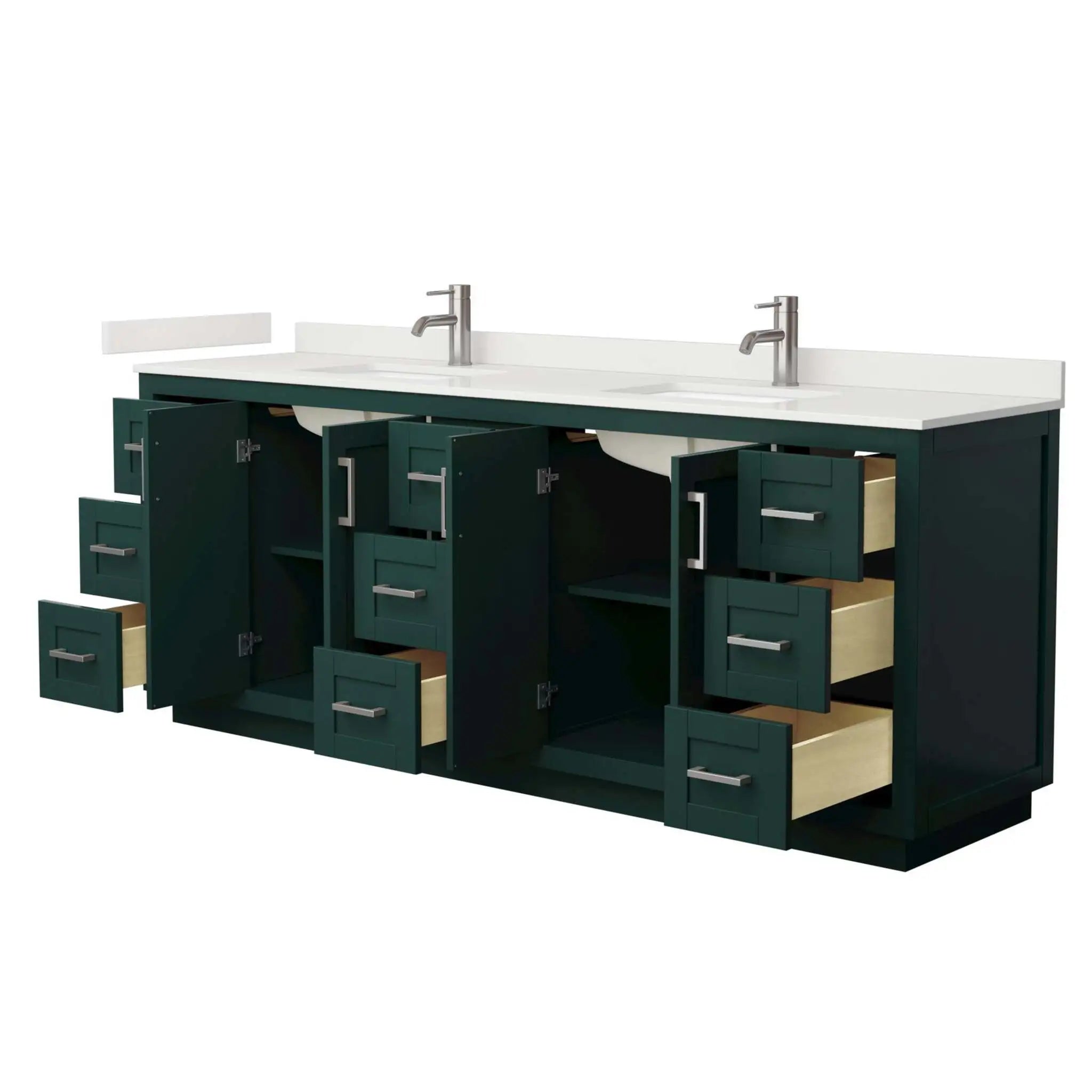 84" Miranda Double Bathroom Vanity in Green with Brushed Nickel Trim by Wyndham