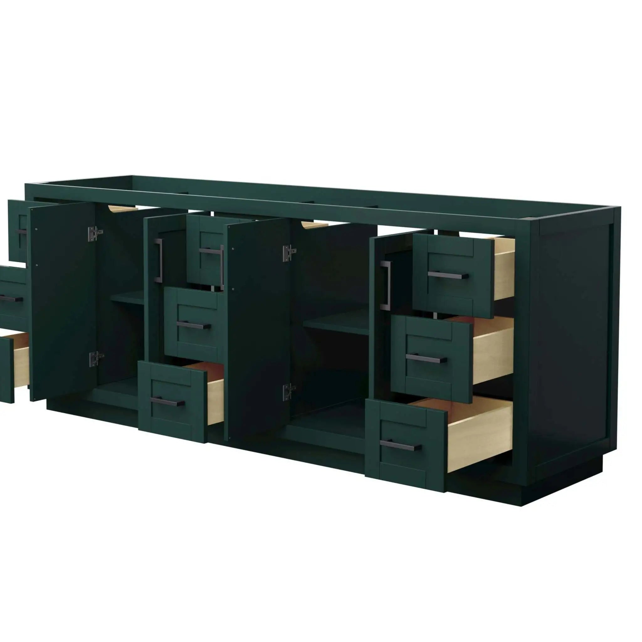 84" Miranda Double Bathroom Vanity in Green with Matte Black Trim by Wyndham