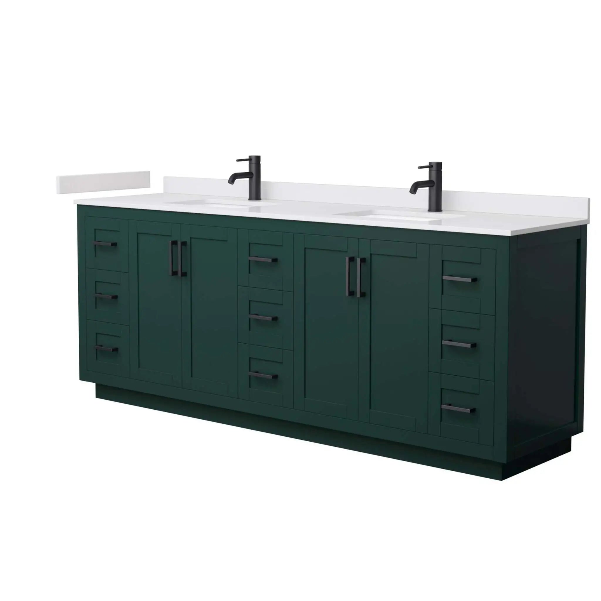 84" Miranda Double Bathroom Vanity in Green with Matte Black Trim by Wyndham