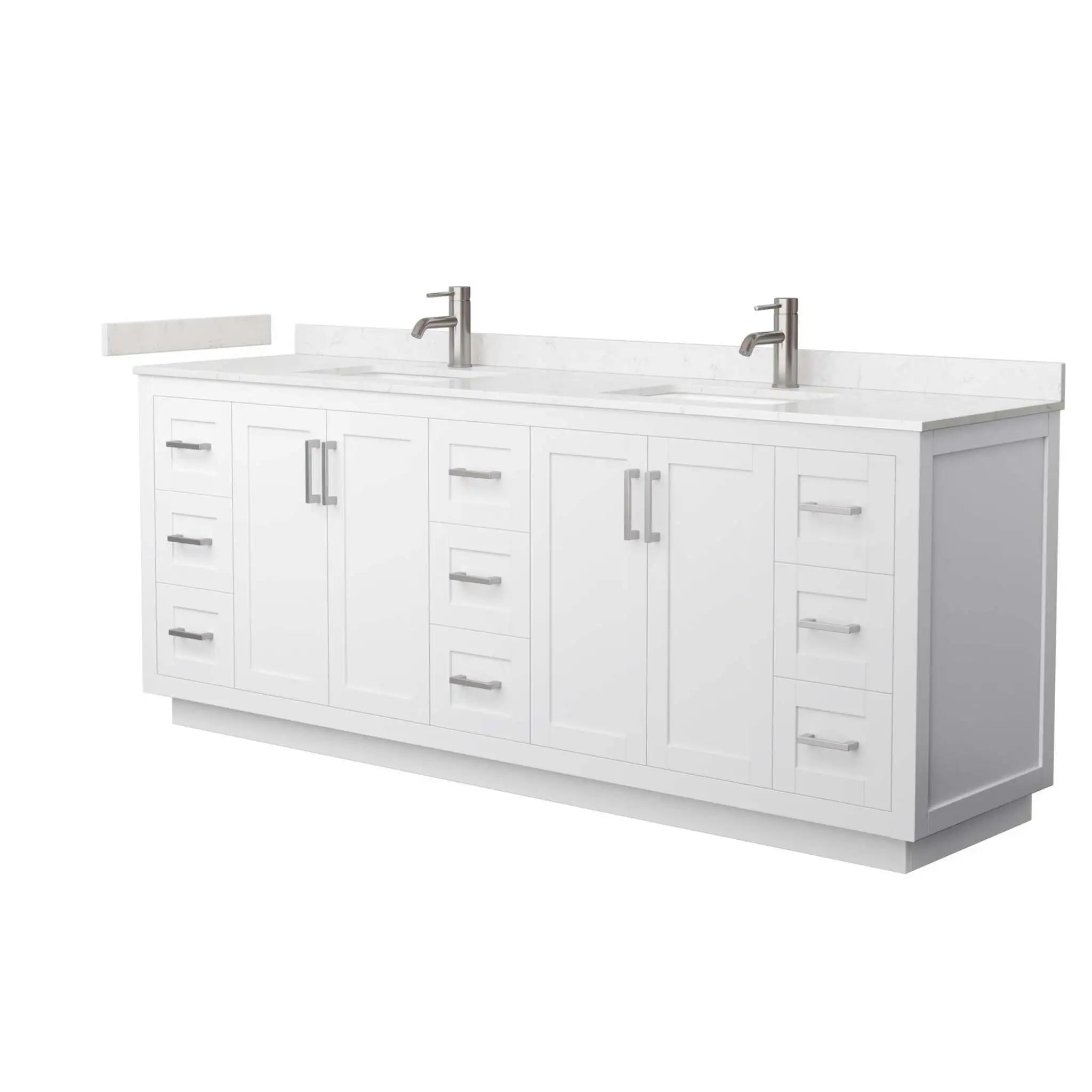 84" Miranda Double Bathroom Vanity in White with Brushed Nickel Trim by Wyndham